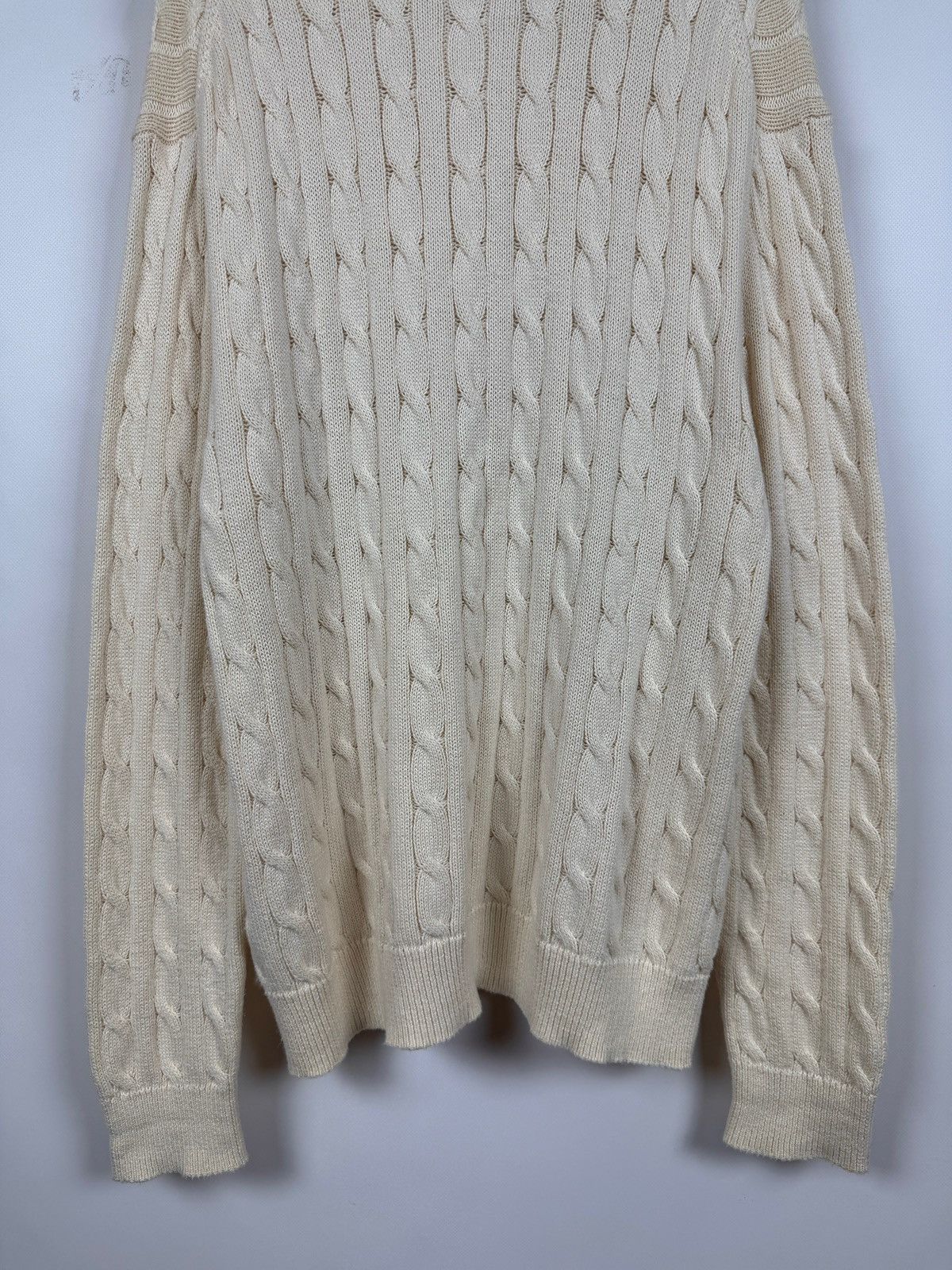 Polo Ralph Lauren Polo Ralph Lauren Cable Knit Quarter Zip Mock Neck Sweater Size US XXL / EU 58 / 5 - 20 Thumbnail