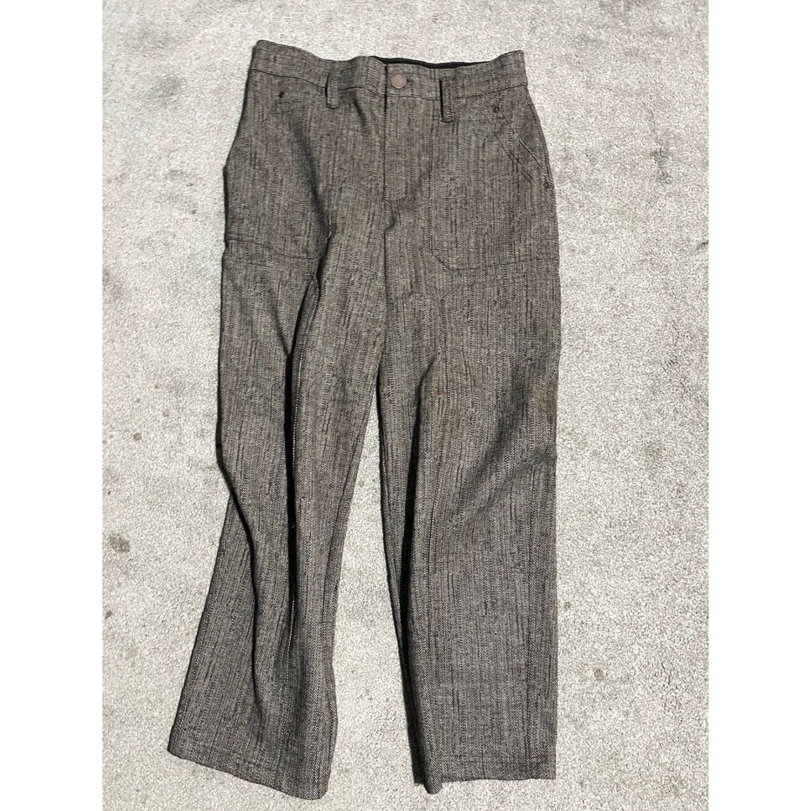 Vintage Democracy Pants Womens 10 Herringbone Brown Ab Solution Straight Tweed Size 32" / US 10 / IT 46 - 2 Thumbnail