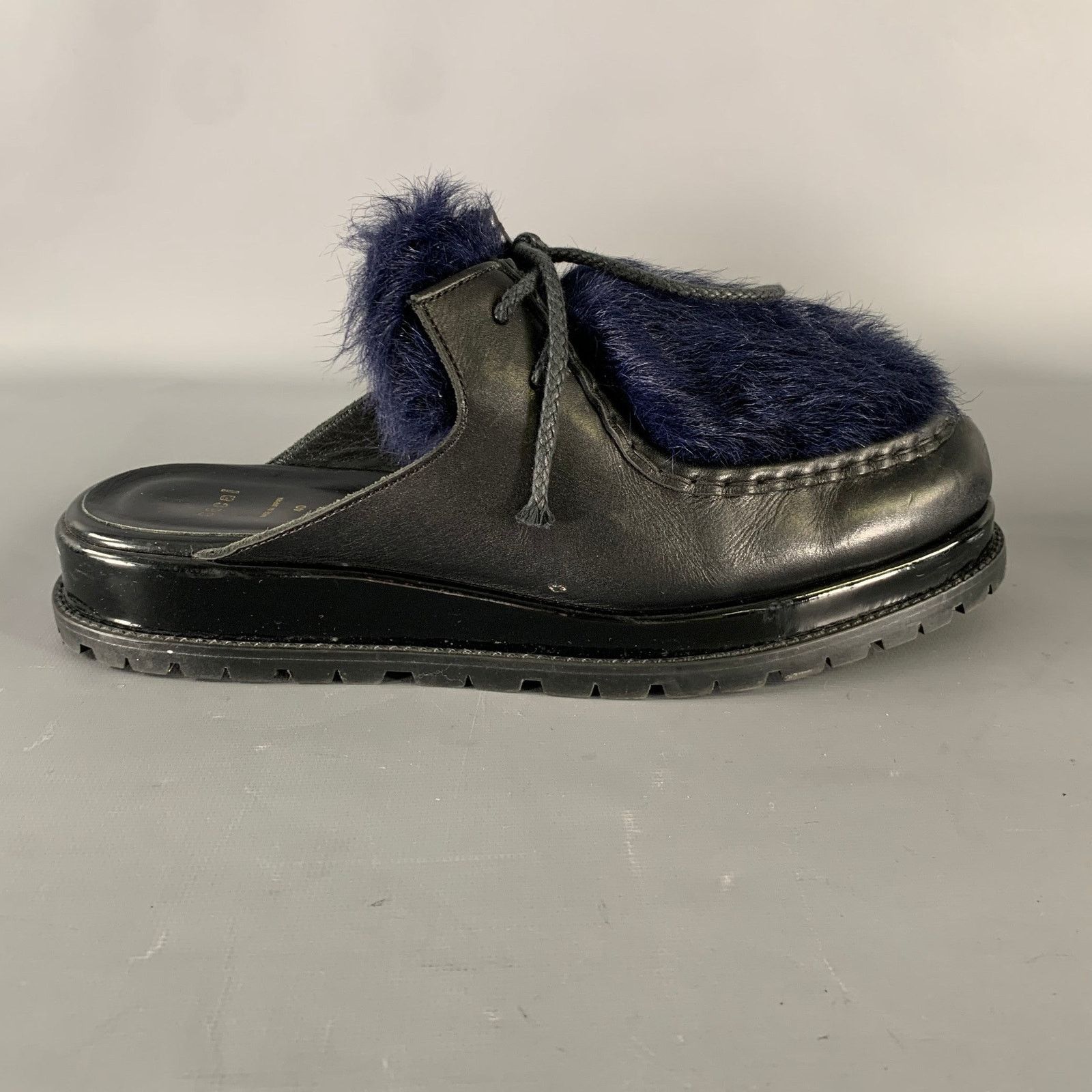 Sacai SACAI Size 8 Black Navy Leather Mules Loafers Size US 8 / EU 41 - 2 Thumbnail