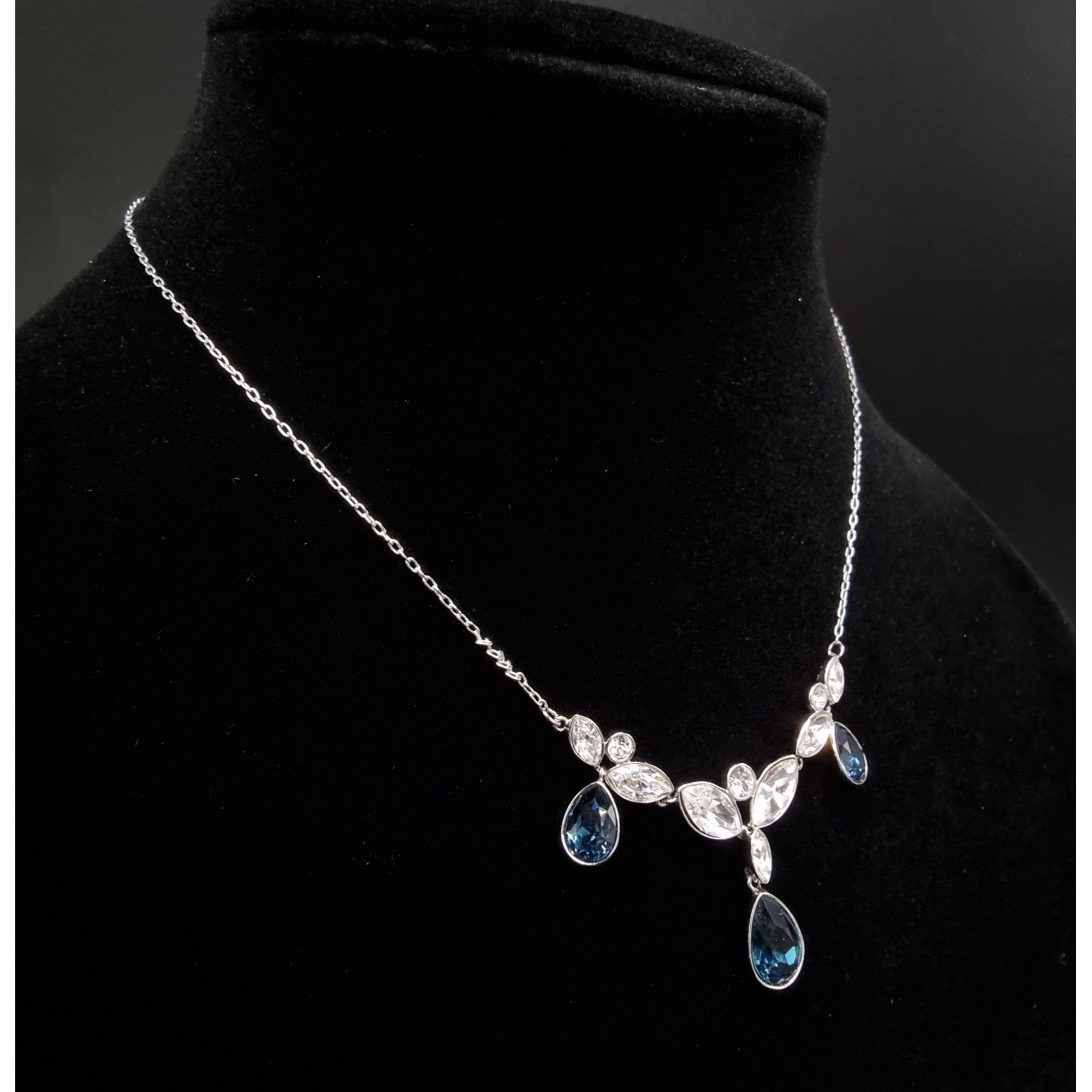 Swarovski Rare Find Swarovski Silver-Tone Necklace With Blue & Clear C Size ONE SIZE - 2 Thumbnail
