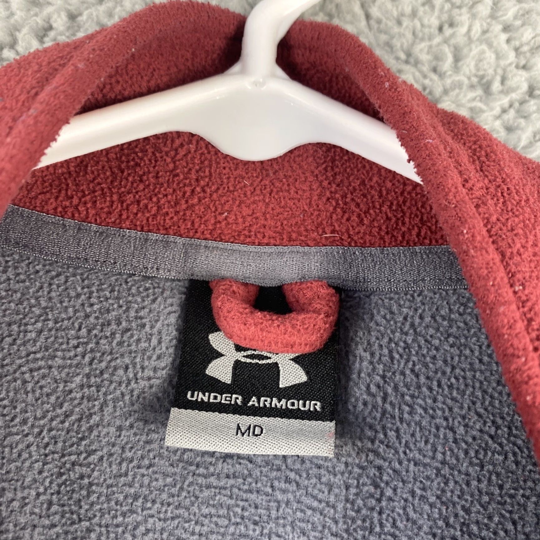 Under Armour VINTAGE? No — Under Armour Mens Pullover Jacket 1/4 Zip Fleece Red Gray 43-1 M Red Mens Jacket 44 Chest Sports Logo Size US M / EU 48-50 / 2 - 3 Thumbnail