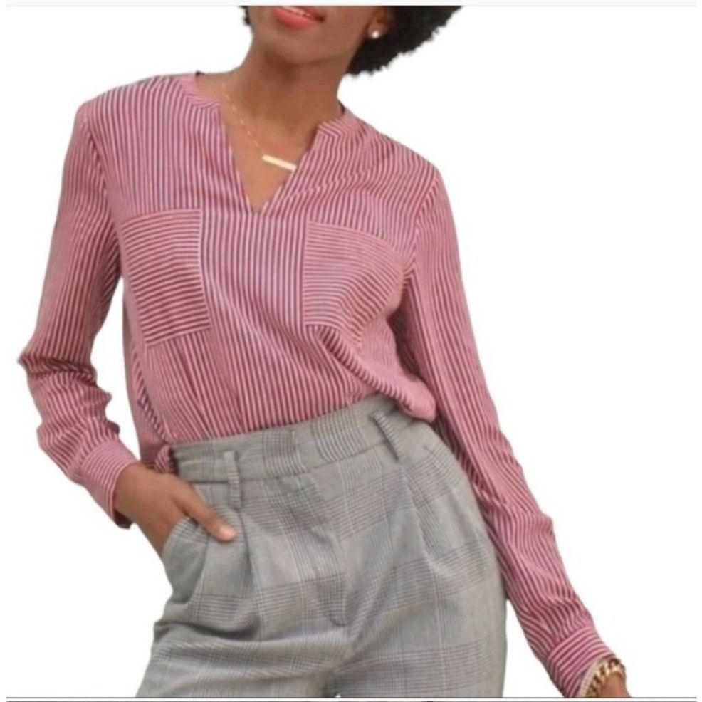Other Cabi L Red White Blue Stripe Lightweight Popover Top 5335 FR Size L / US 10 / IT 46 - 7 Thumbnail