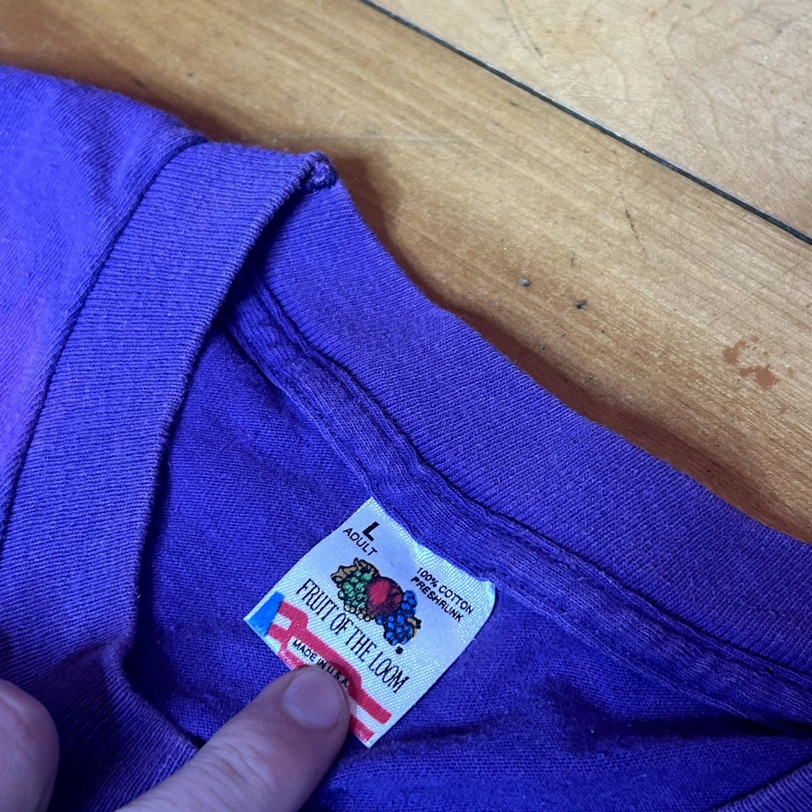 Fruit Of The Loom Vintage Blank Purple T-Shirt Large Size US L / EU 52-54 / 3 - 5 Thumbnail