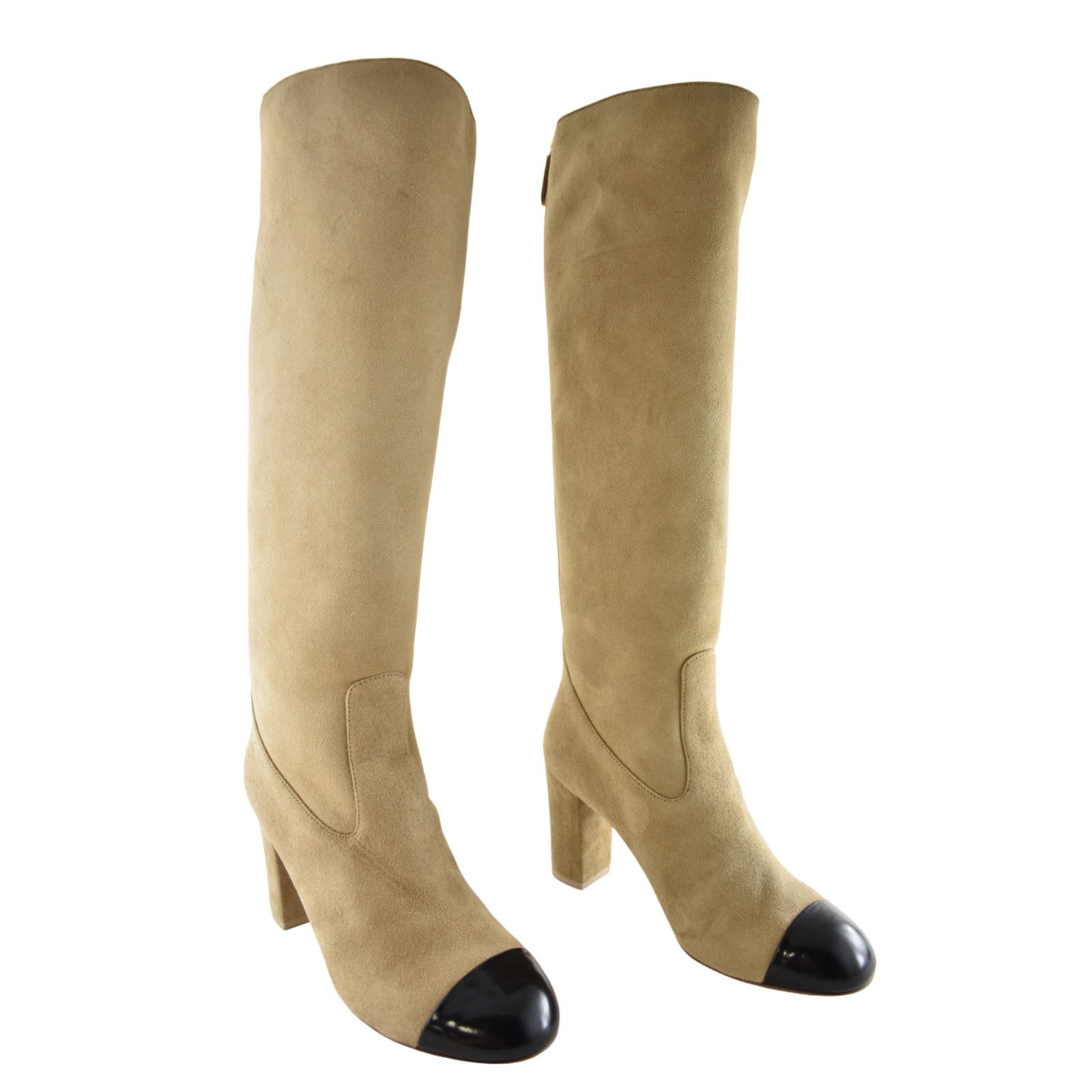 Chanel Chanel 24K Beige Suede Shearling CC Knee High Boots 37.5 Size US 7.5 / IT 37.5 - 12 Thumbnail