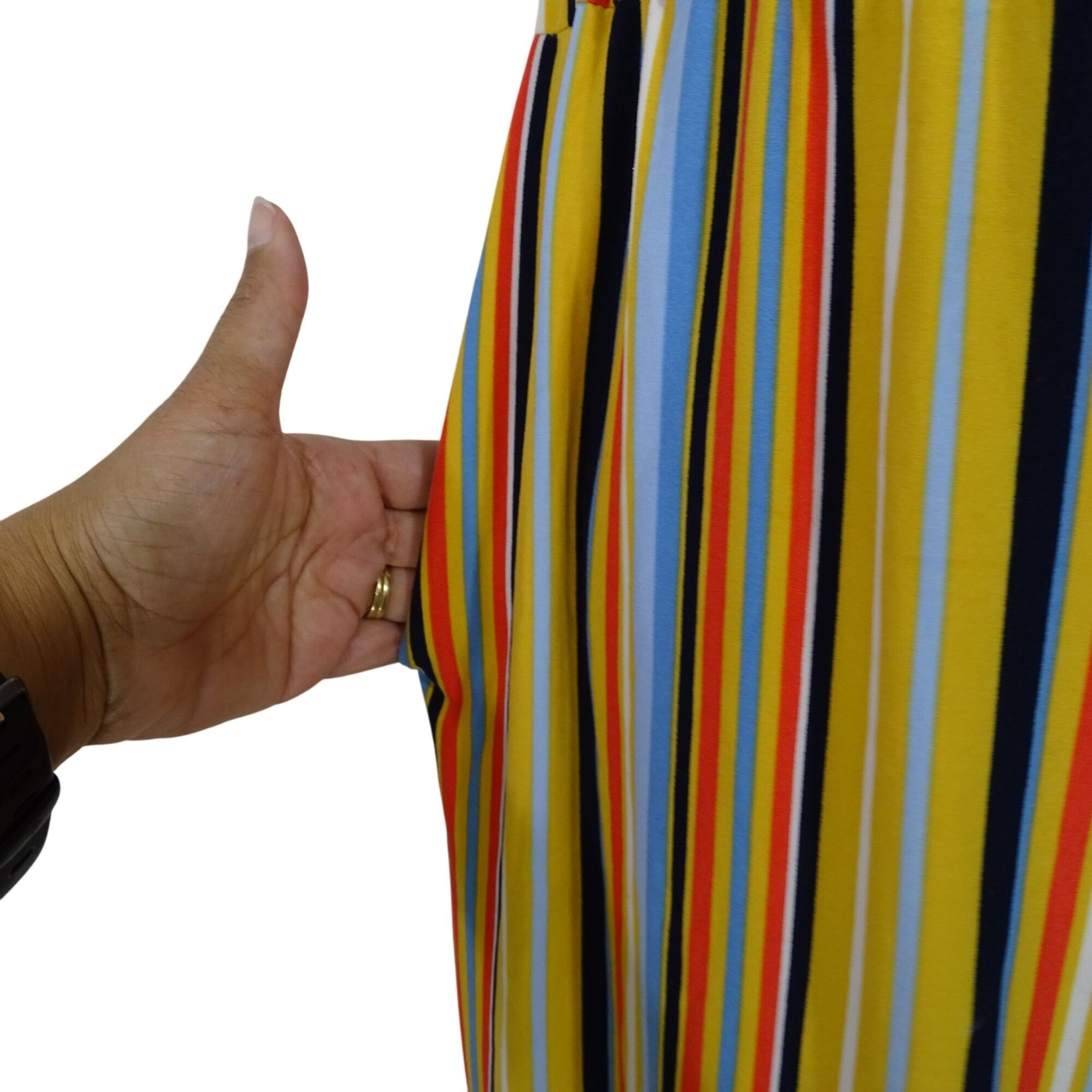 Other Eye Candy Multicolor Striped Off-Shoulder Jumpsuit Size 1X Size 40" / US 18 - 4 Thumbnail