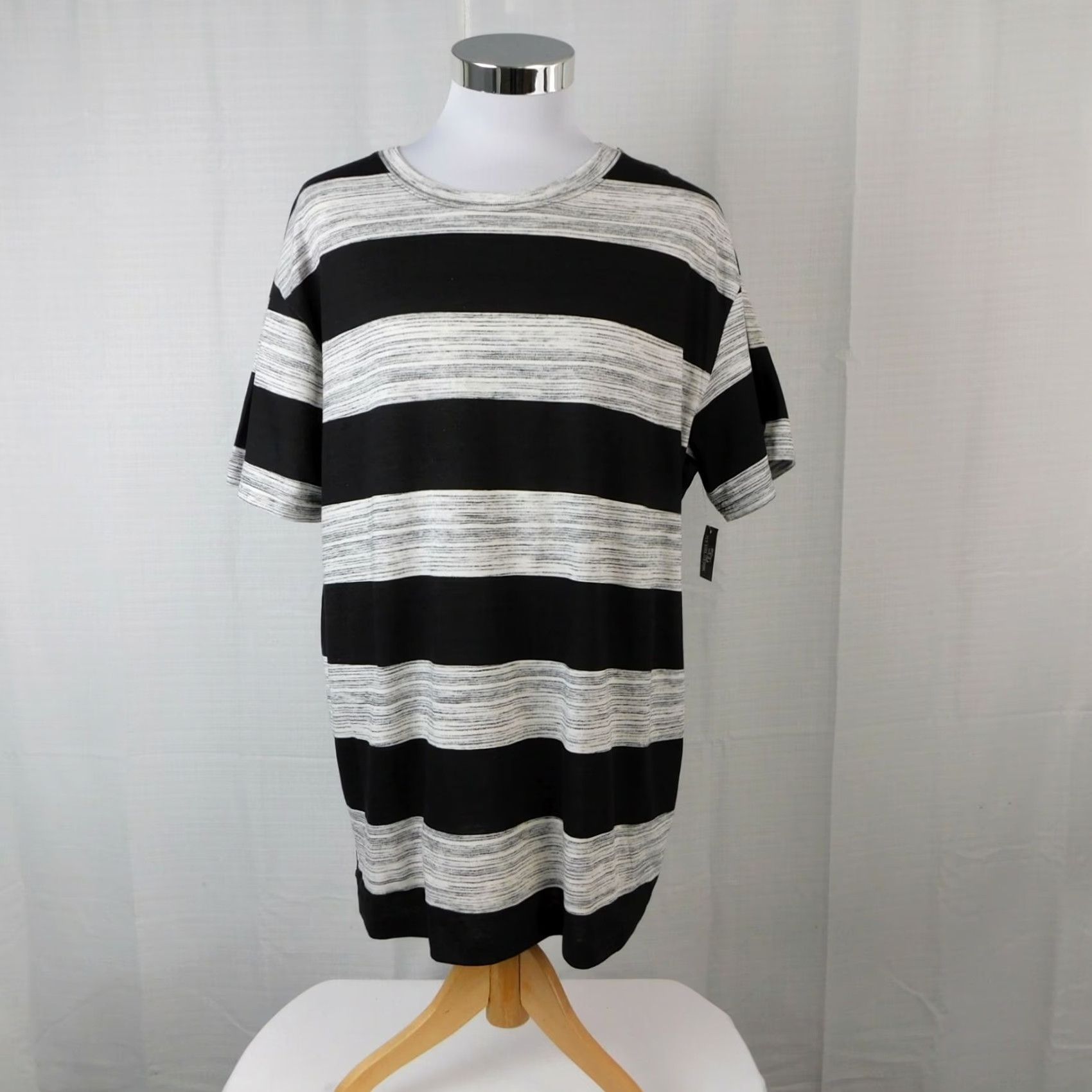 Vintage OT Revolution Men's Short Sleeve Crew Neck T-Shirt 2XL Gray Striped Cotton Blend Shirt Mens TS 2XL Size US XXL / EU 58 / 5 - 2 Thumbnail