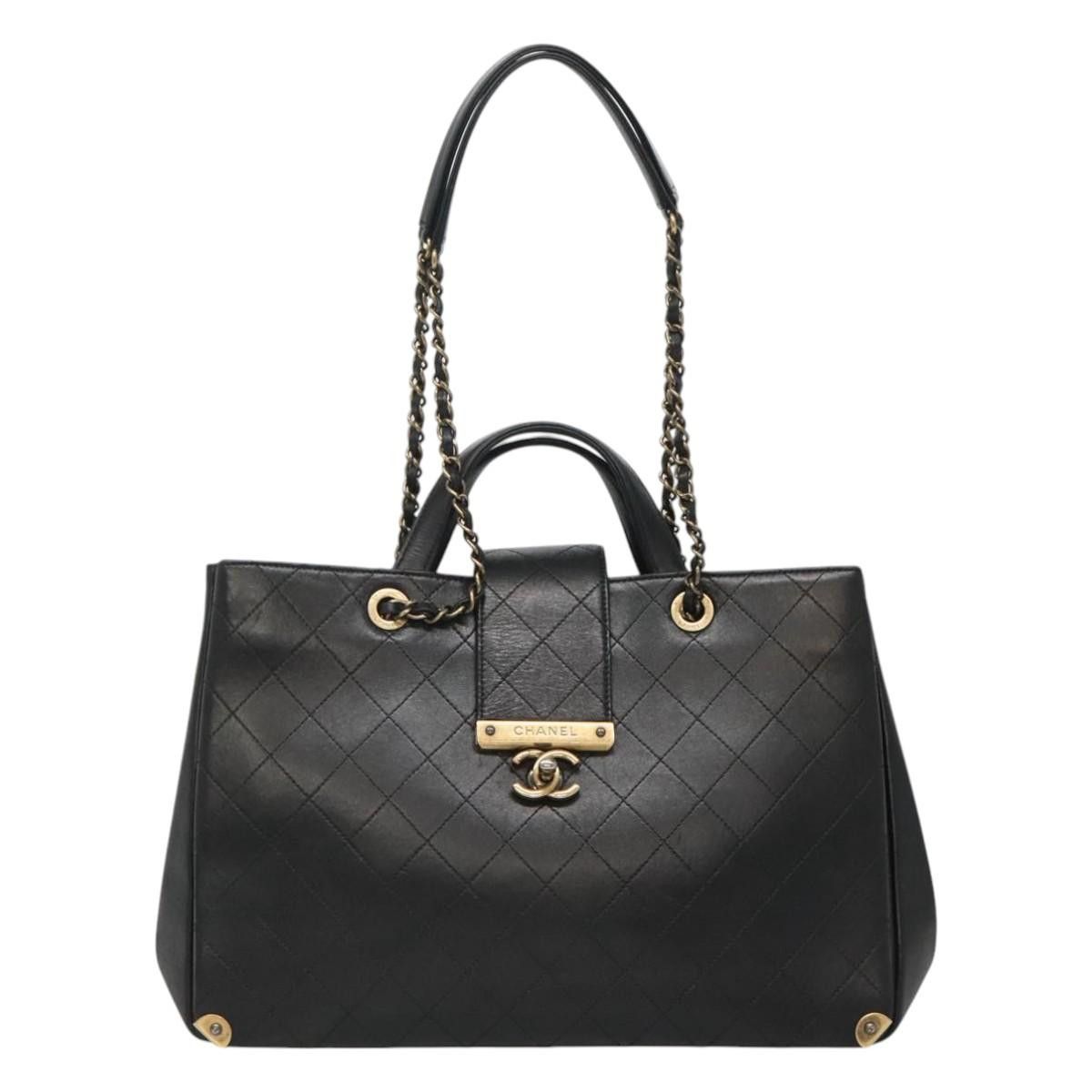 Chanel Matelasse 2Way Chain Shoulder Bag Black Leather Handbag Size ONE SIZE - 1 Thumbnail