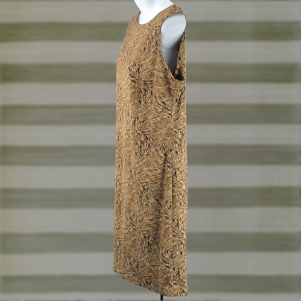 Vintage Dressbarn Sleeveless Sheath Dress 12 Brown Animal Print Boatneck 90s Y2K Classic Women Dress Size XL / US 12-14 / IT 48-50 - 1 Thumbnail