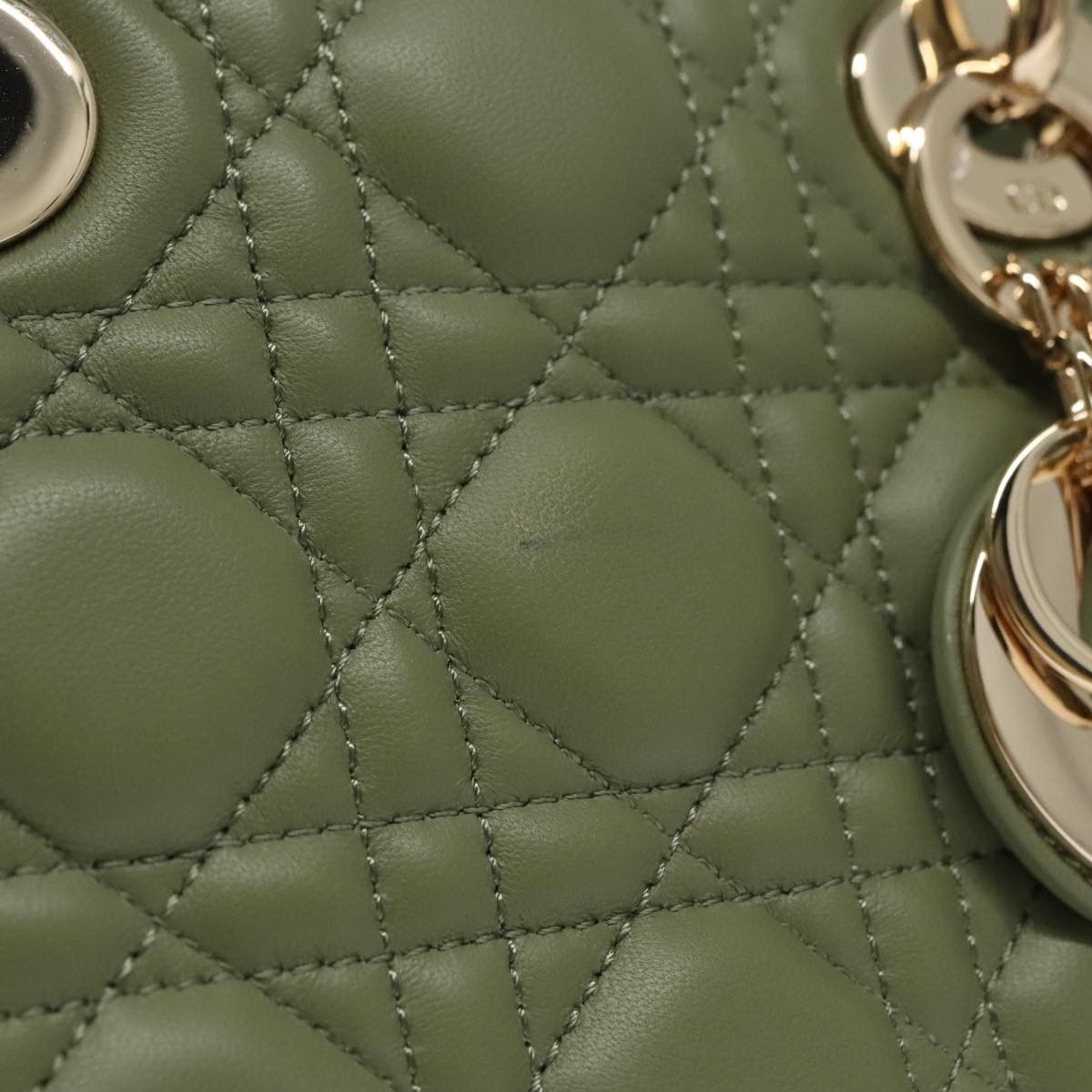 DIOR Canage Small Lady DIOR Bag Lamb Skin Green Gold