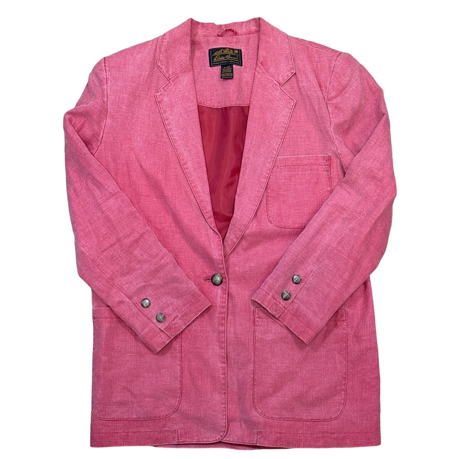 Eddie Bauer Vintage 90s Eddie Bauer salmon 100% linen women’s blazer M Size XL / US 12-14 / IT 48-50 - 2 Thumbnail