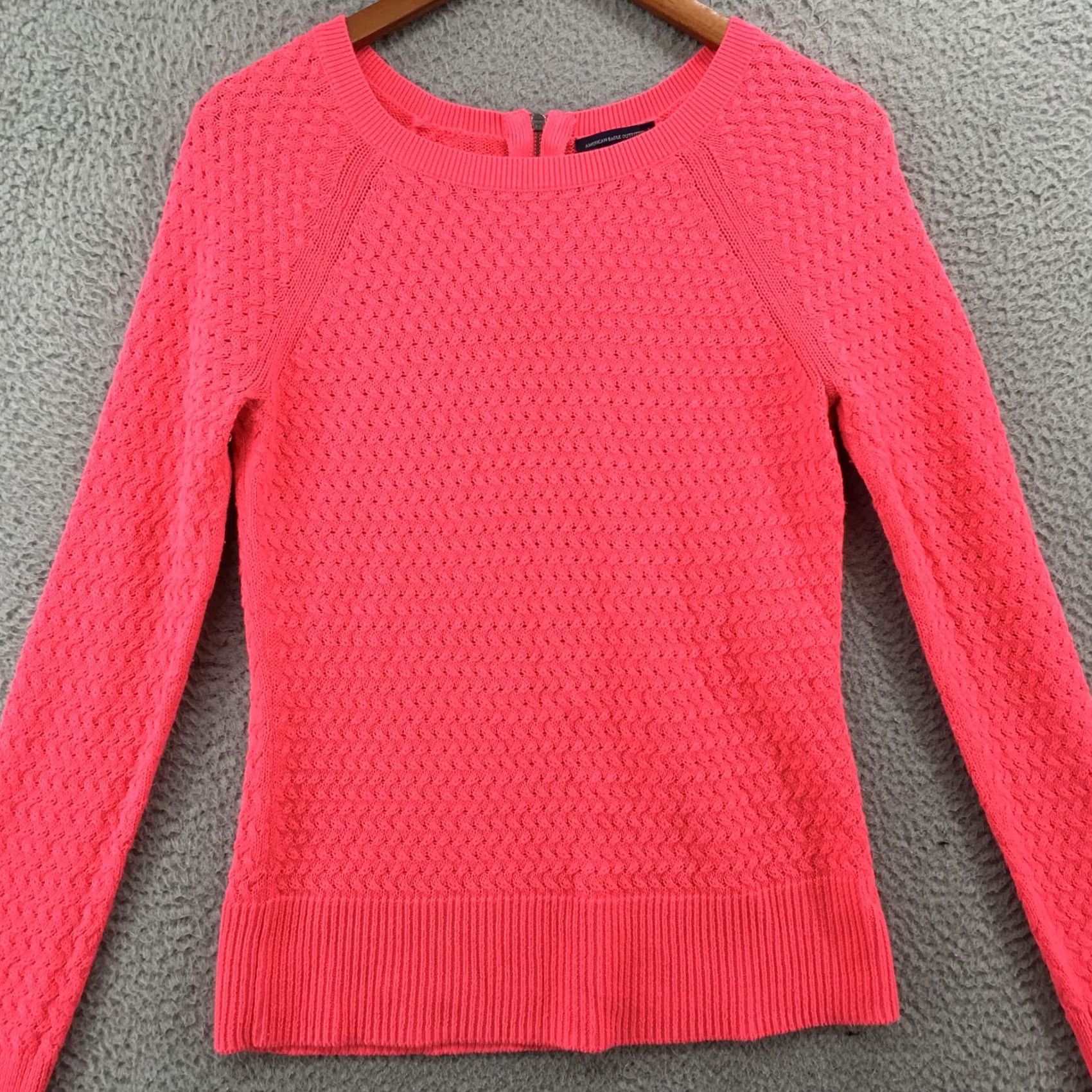 American Eagle Outfitters American Eagle Outfitters Sweater Shirt Womens M Pink Cotton Blend Long Sleeve Open Knit Pullover Size M / US 6-8 / IT 42-44 - 2 Thumbnail