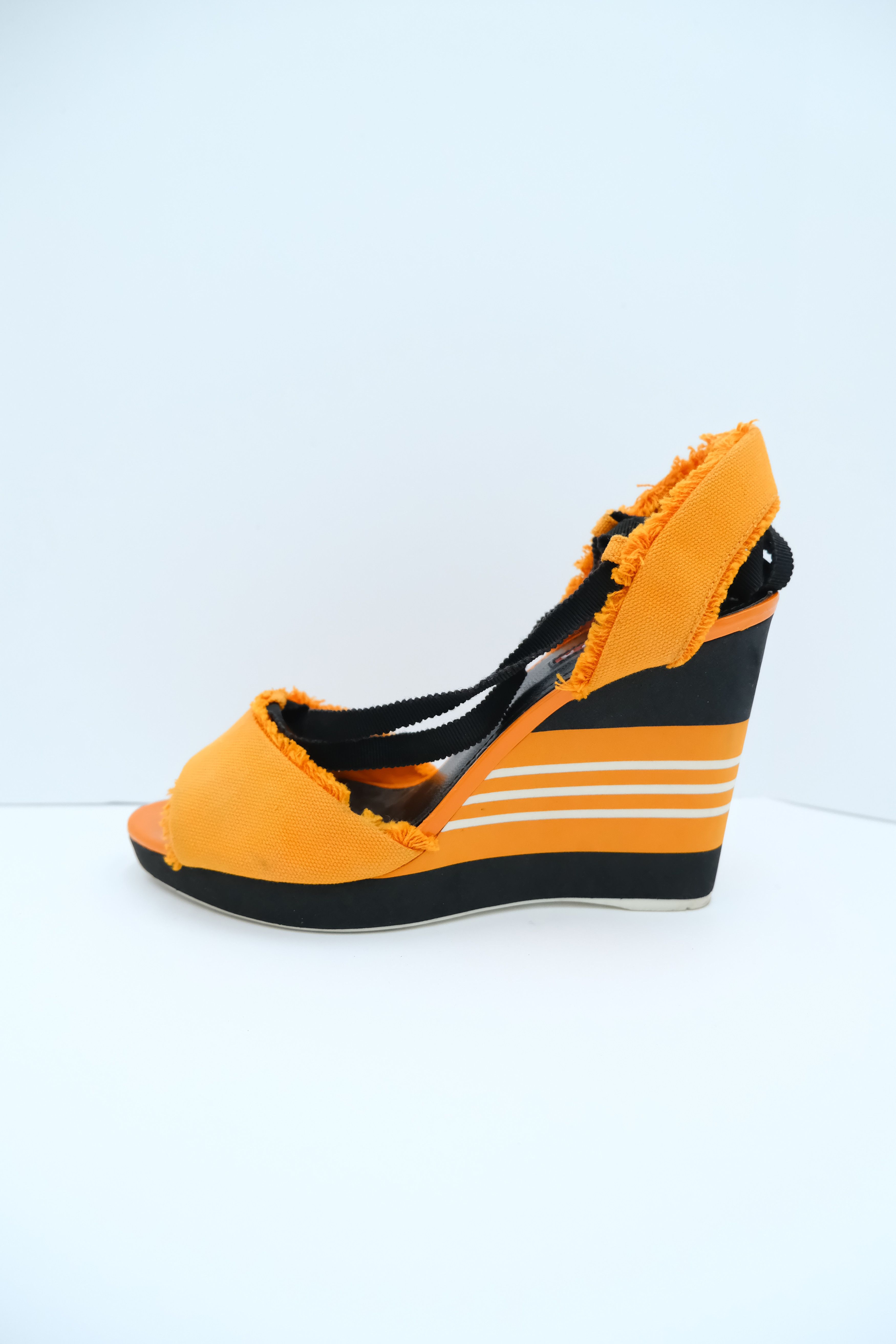 Prada Prada Sport Orange Striped Lace Up Espadrilles Size US 8.5 / IT 38.5 - 2 Thumbnail