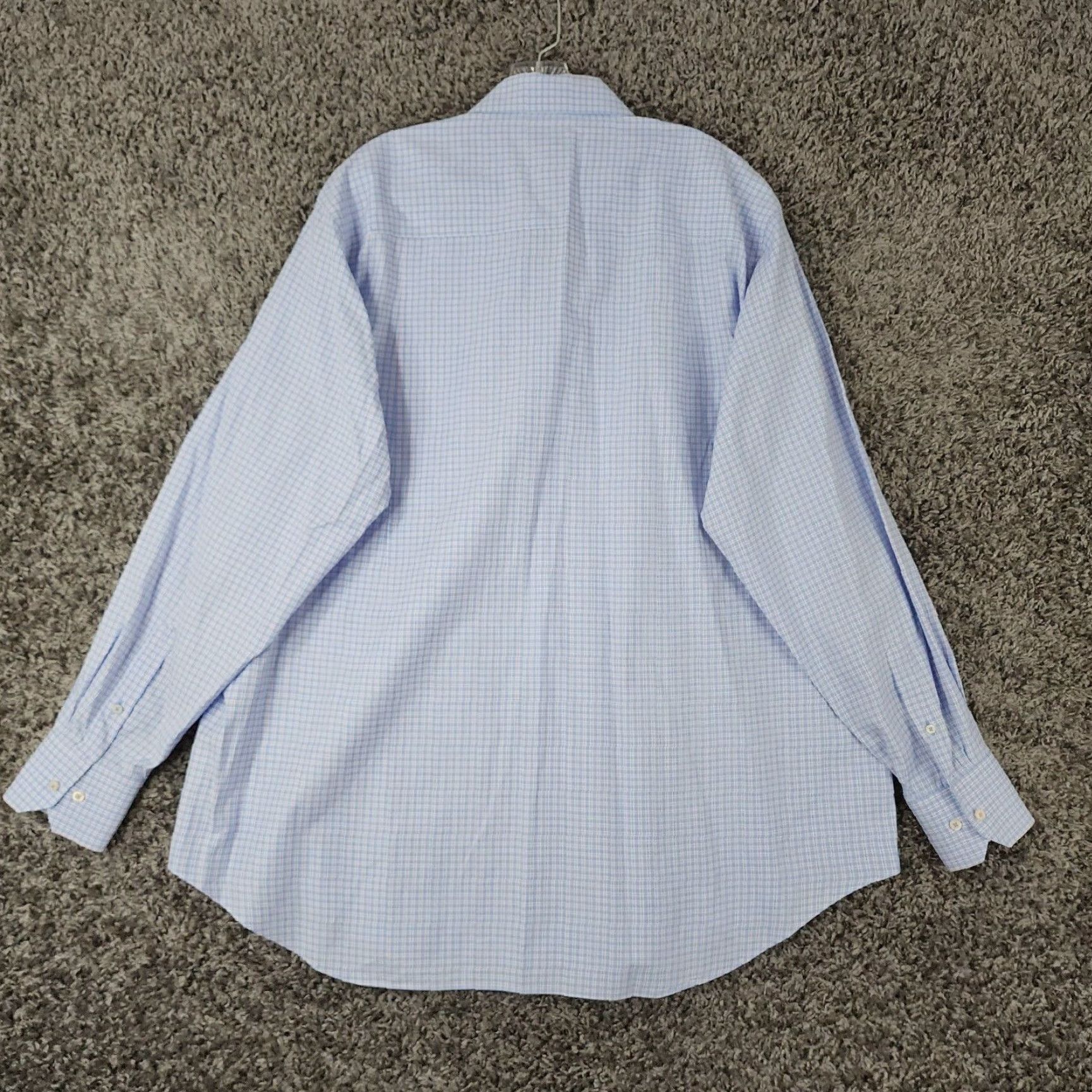 David Donahue DAVID DONAHUE Dress Shirt Men’s Blue Plaid 2XL Long Sleeve 100% Cotton Slim/Regular Chest 28 in 34 in Dress Shirt Mens Size 48R - 6 Thumbnail