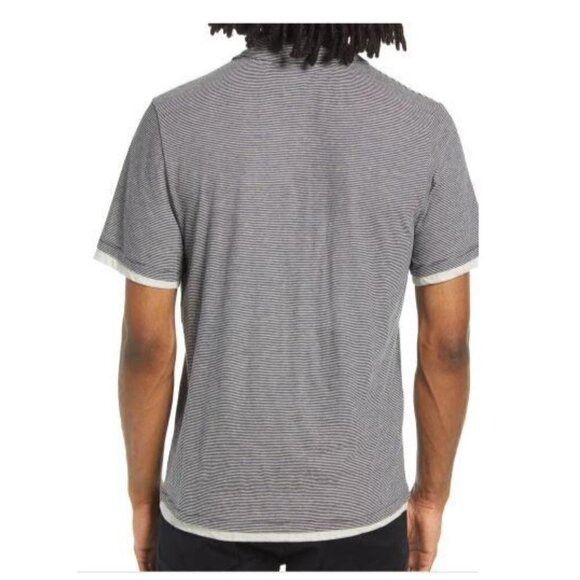 Vince Vince Mens Blue Striped Short Sleeve Layer Collared Button P Size US XL / EU 56 / 4 - 2 Thumbnail
