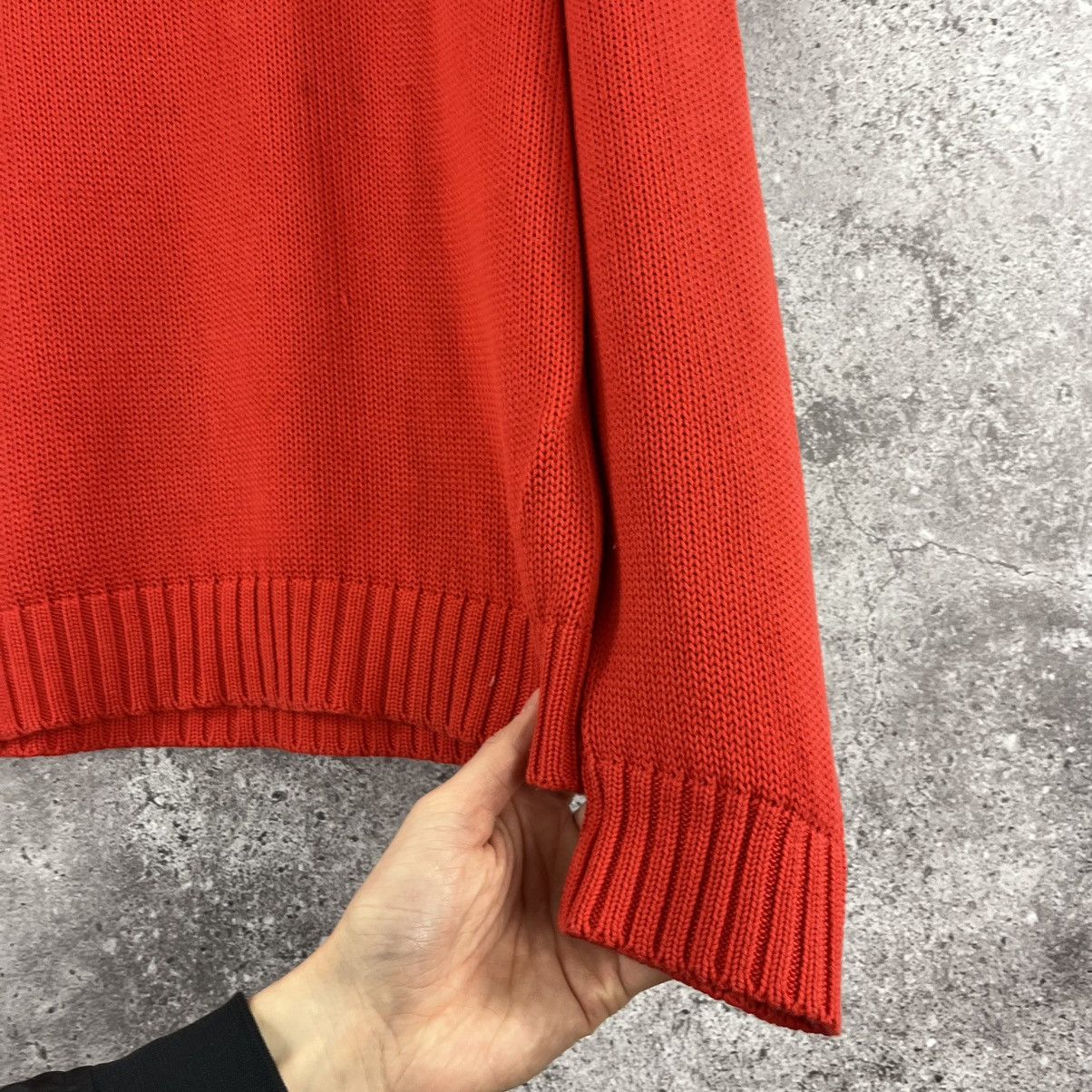 Armani × Vintage Armani Jeans Woman’s Sweater Cable Knit V-Neck Red Size 3XL Size XL / US 12-14 / IT 48-50 - 5 Thumbnail