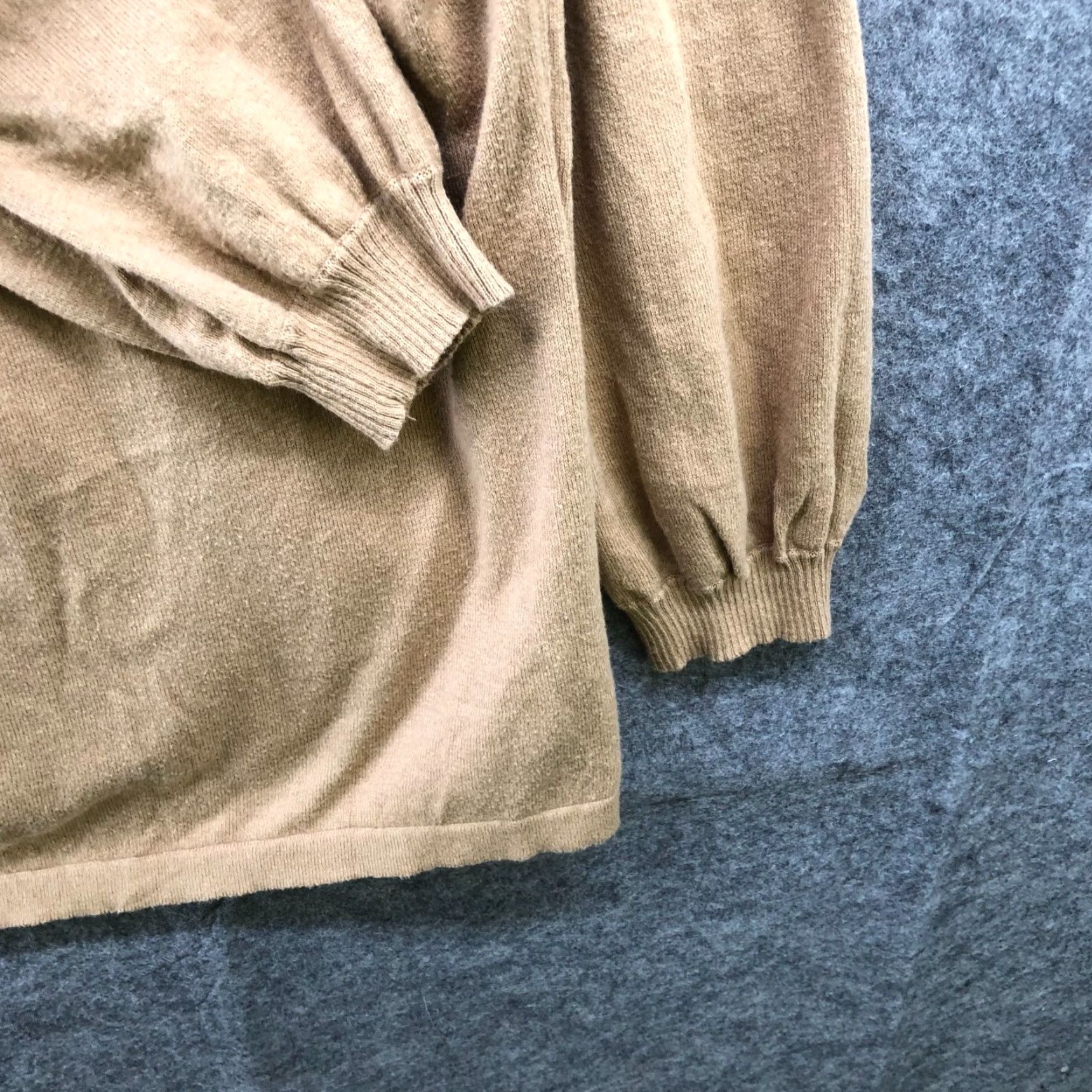 Vintage Monroe & Main Womens Sweater Pullover Tan Cotton Cashmere Shawl Collar Size L Pullover Size L / US 10 / IT 46 - 6 Thumbnail