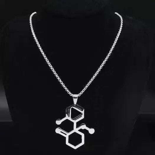 Jewelry Ketamine Molecule Chain K Silver Science Jewelry Necklace Size ONE SIZE - 1 Thumbnail
