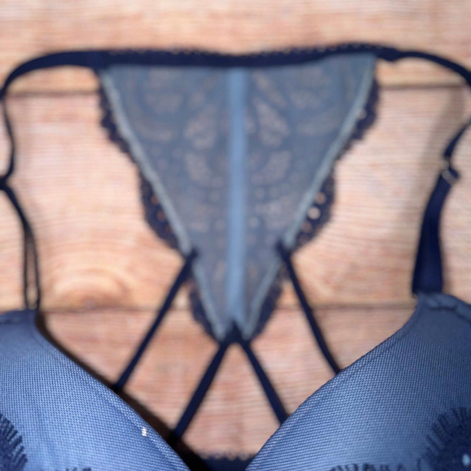 Other VS Dream Angels Lace Front Close Racer Back Bra Pushup 34DD Size ONE SIZE - 4 Thumbnail