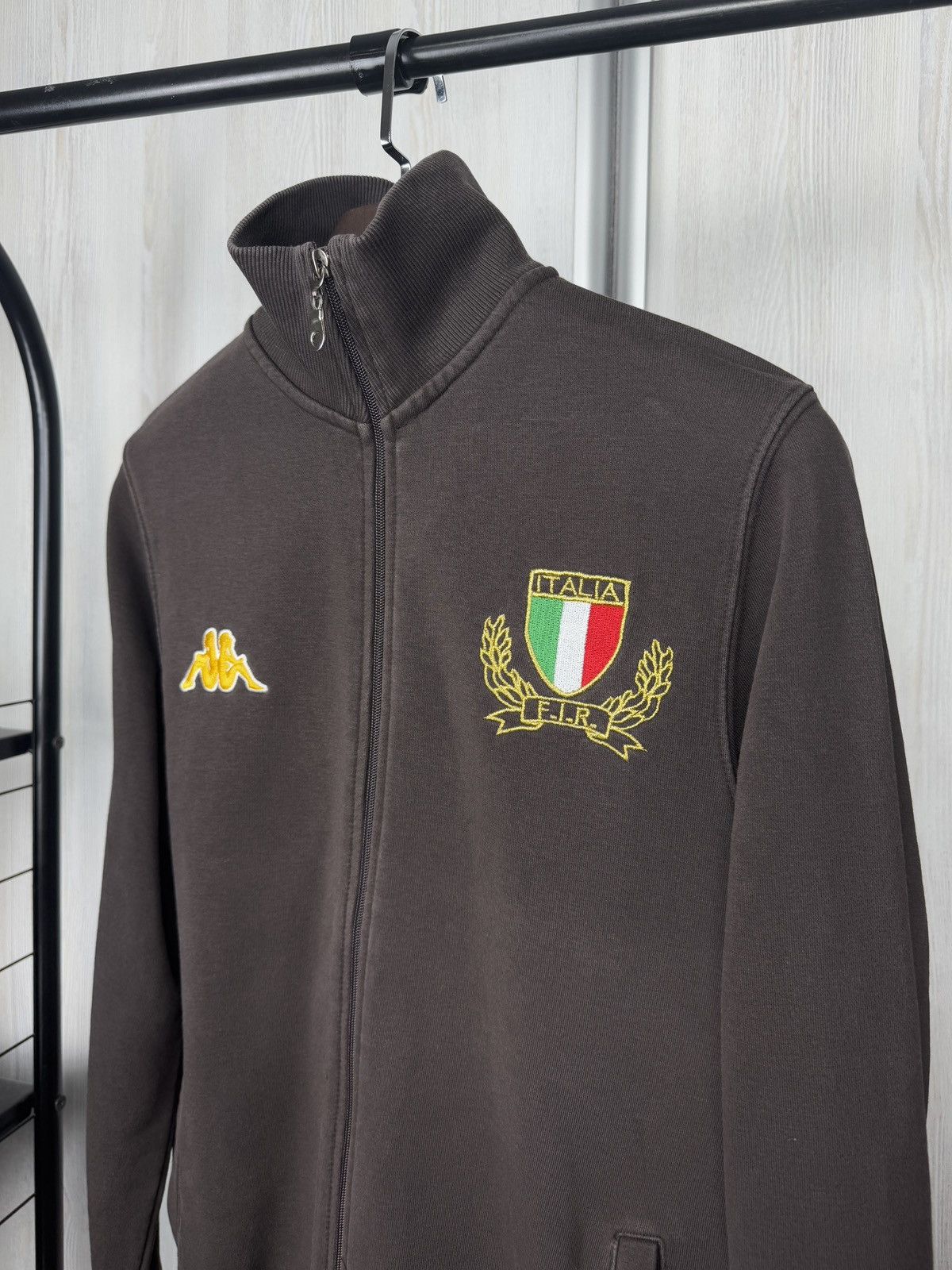 Kappa Kappa Brown vintage big logo full zip cotton pullover Size US L / EU 52-54 / 3 - 6 Thumbnail