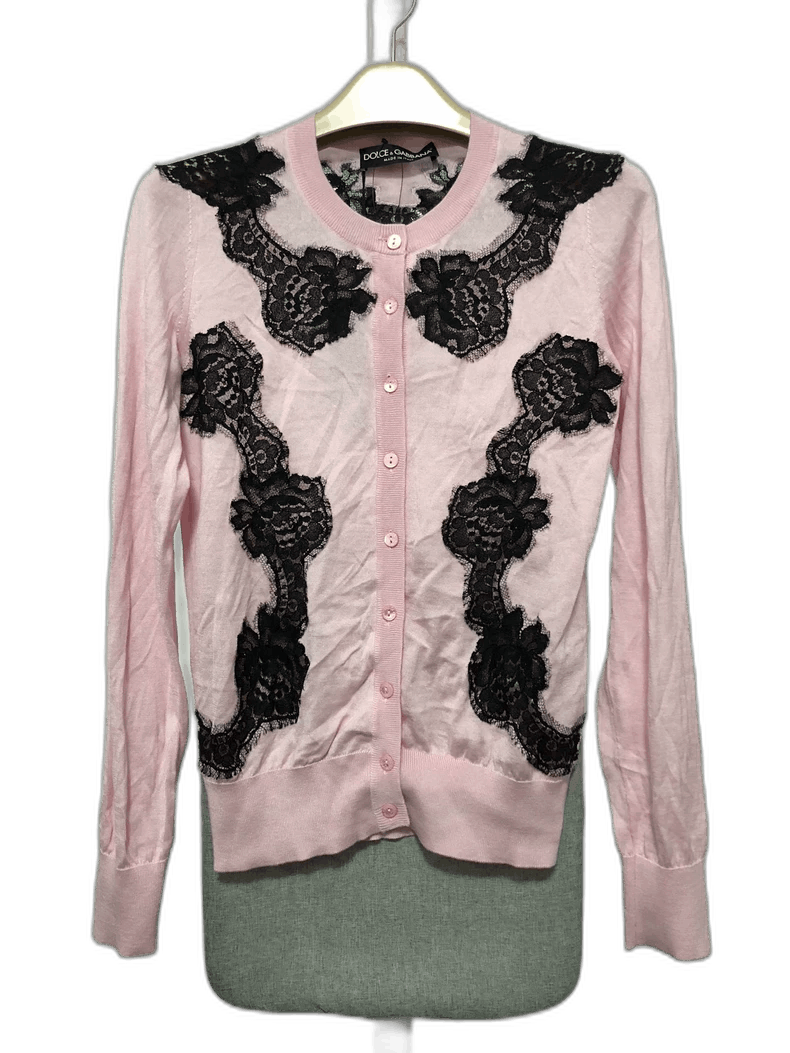 Dolce & Gabbana Dolce&Gabbana Cashmere Cardigan with Lace Size US M / EU 48-50 / 2 - 1 Thumbnail