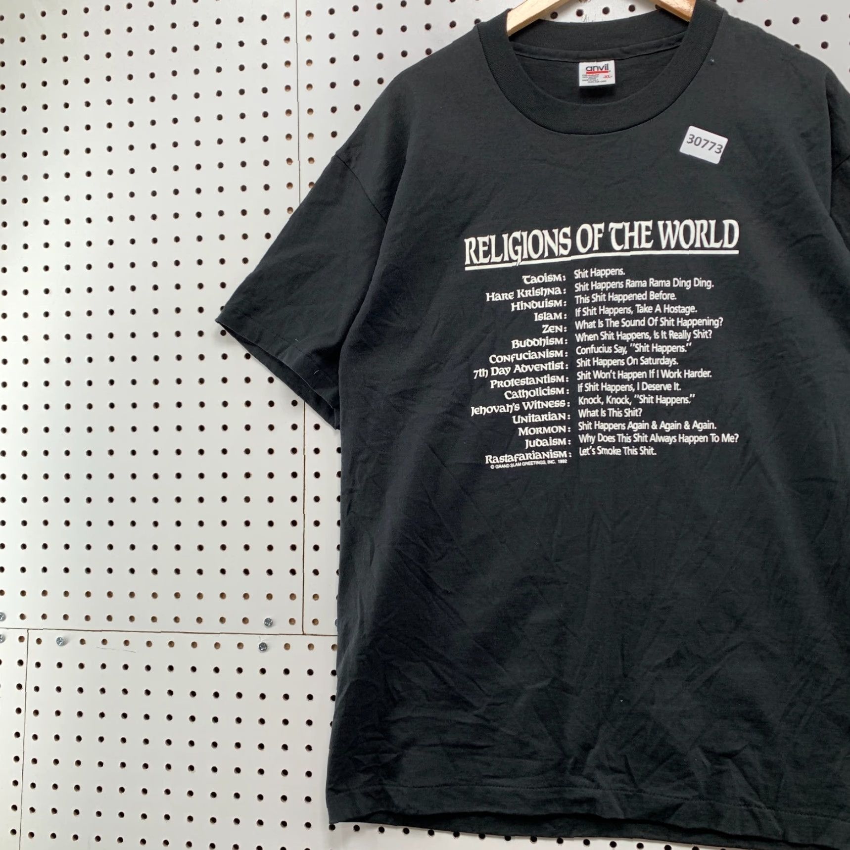 Anvil VINTAGE Anvil T-Shirt Black Mens L N/A Single Stitch Made USA 22X31 Funny Religions Rasta Shirt Size US L / EU 52-54 / 3 - 3 Thumbnail
