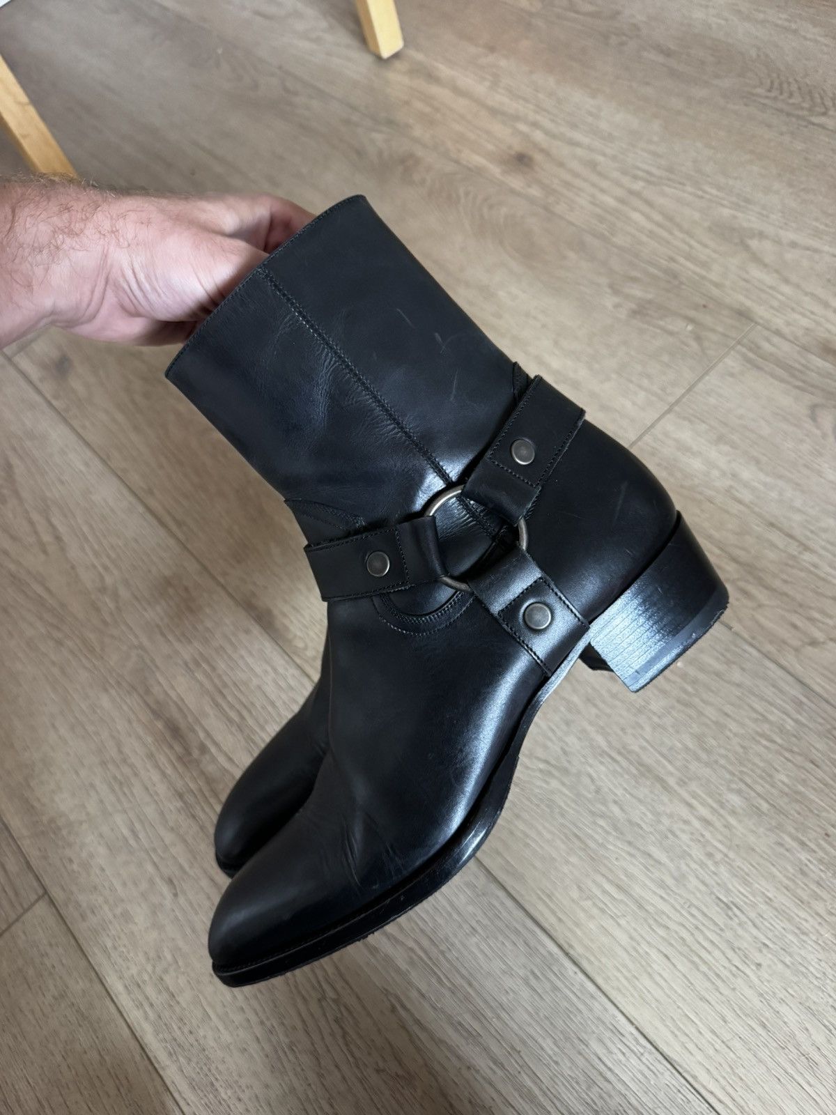 Saint Laurent Paris Hedi Leather Harness wyatts Size US 8 / EU 41 - 1 Thumbnail