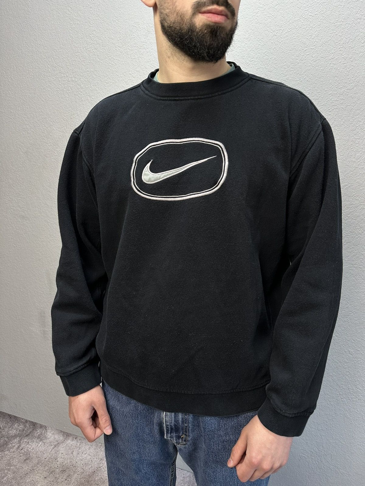 Nike × Vintage Vintage Nike Y2K Sweatshirt Big Logo Drill Swoosh Size US M / EU 48-50 / 2 - 5 Thumbnail