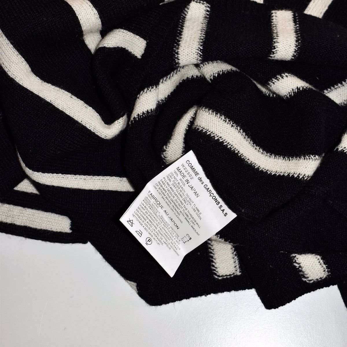 Comme des Garcons SHIRT COMME des GARÇONS black white striped wool sweatshirt Size US L / EU 52-54 / 3 - 5 Thumbnail
