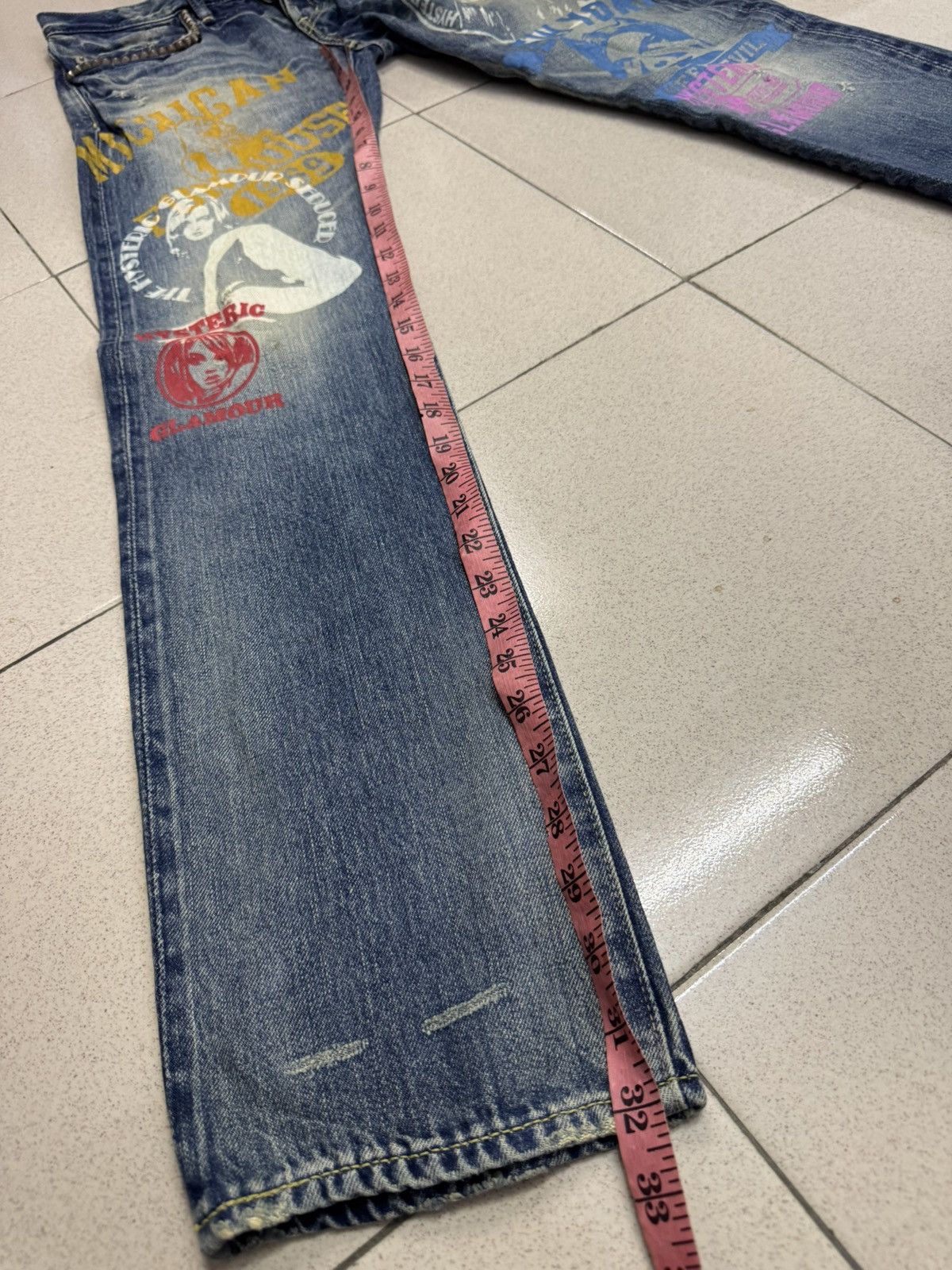 Hysteric Glamour HYSTERIC GLAMOUR SELVEDGE PRINTED JEANS SIZE 28 Size US 28 / EU 44 - 4 Thumbnail