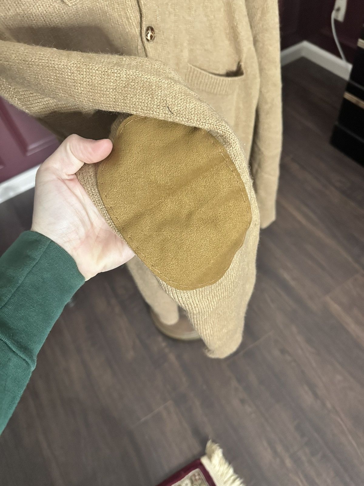 Other HERMES (?) camel/alpaca elbow patch polo sweater beige knit Size US L / EU 52-54 / 3 - 3 Thumbnail