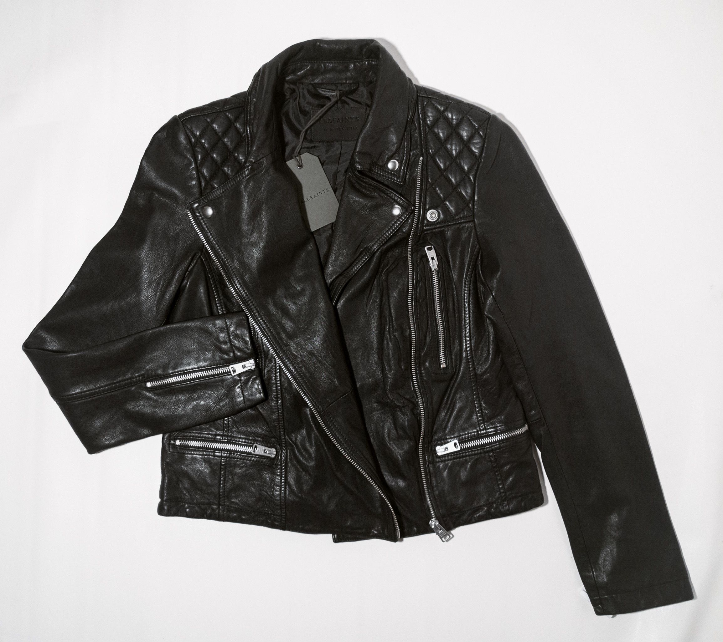 Allsaints MSRP 390€ Biker Leather Jacket M, black, used-look, short Size M / US 6-8 / IT 42-44 - 16 Thumbnail