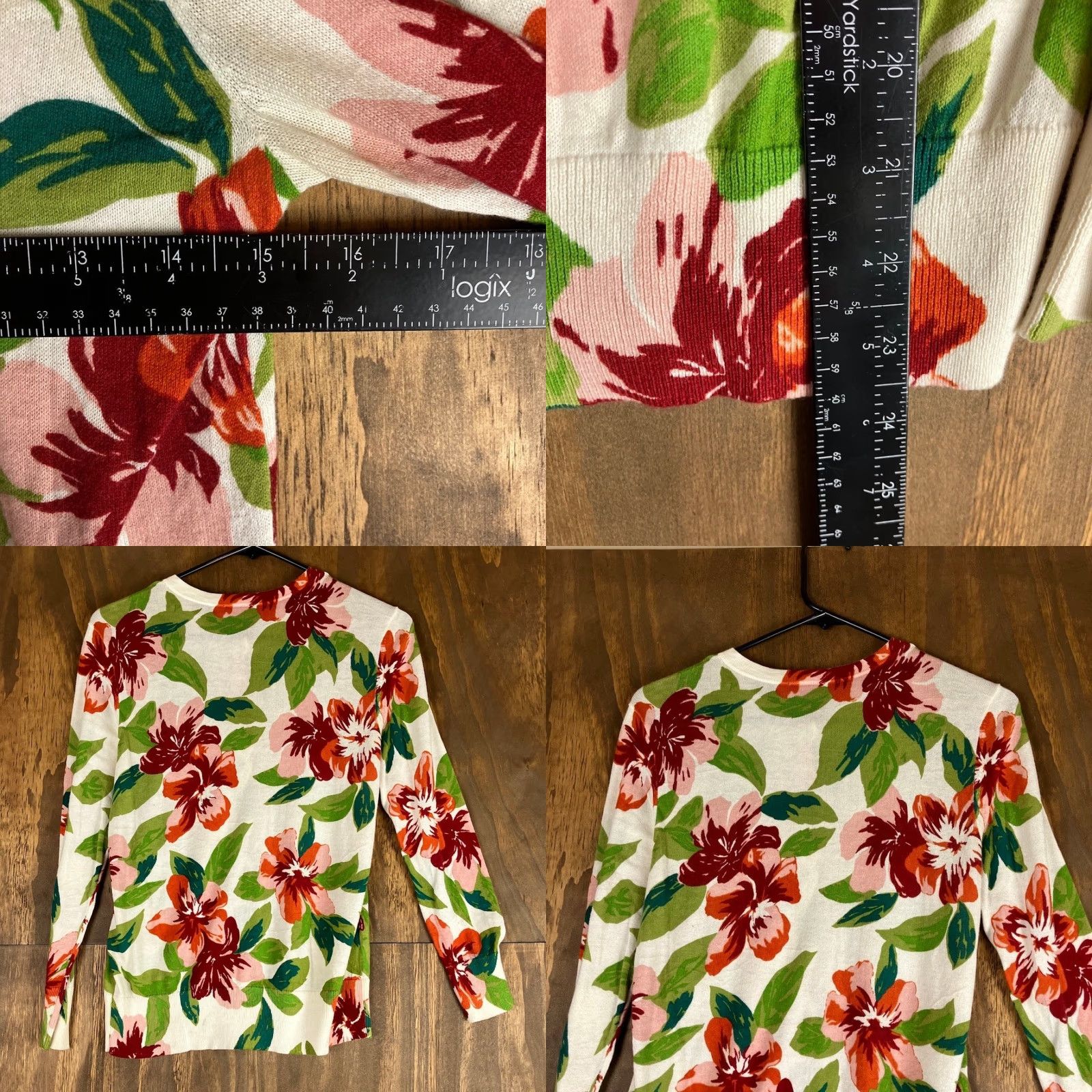 Ann Taylor Ann Taylor Factory Womens Sweater Cardigan Multicolor Floral Button Front 100% Cotton XS Women Knit Crew Neck Casual Workwear Size XS / US 0-2 / IT 36-38 - 8 Thumbnail