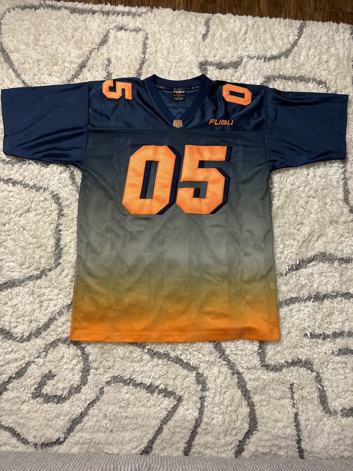 Vintage 90s Fubu 05 navy blue and orange Jersey