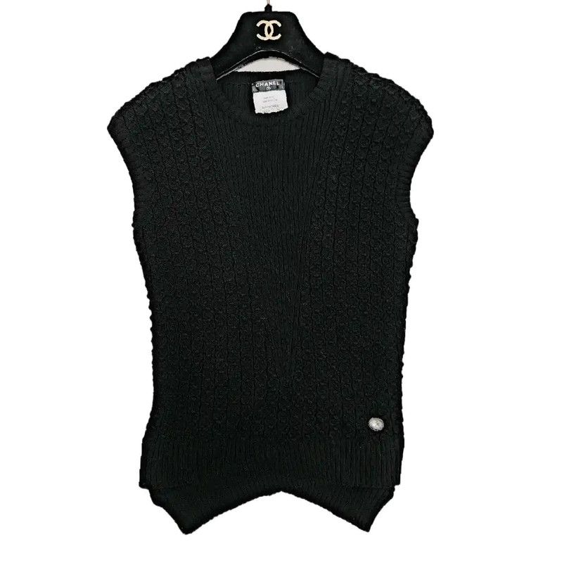 Chanel Chanel Black Ribbed Short Sleeve Sweater 0089 Size XS / US 0-2 / IT 36-38 - 1 Thumbnail