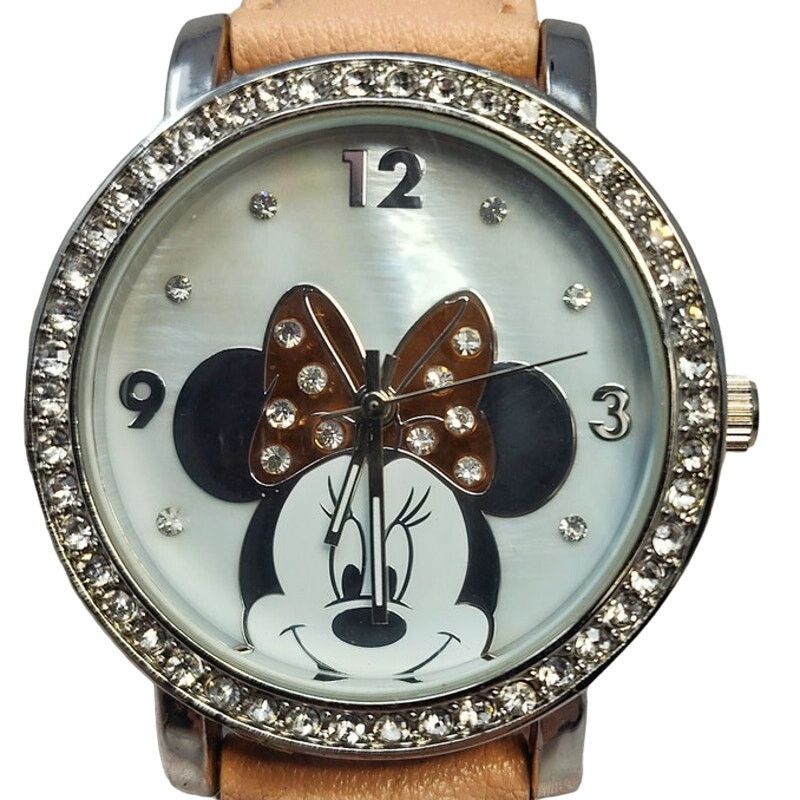 Disney Disney Minnie Mouse Watch Silver Face Rhinestone Bow Size ONE SIZE - 1 Thumbnail