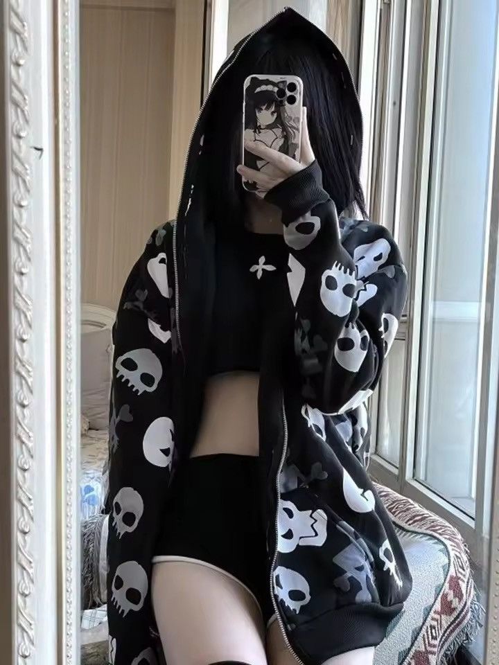 Japanese Brand Y2K Skull Crossbone All-Over Print Full Zip-Up Hoodie Size XL / US 12-14 / IT 48-50 - 8 Thumbnail