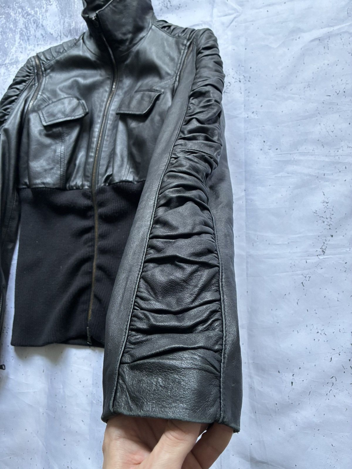 Dolce & Gabbana 2000s Dolce & Gabbana Plissé Hybrid Leather Jacket Size US XS / EU 42 / 0 - 14 Thumbnail
