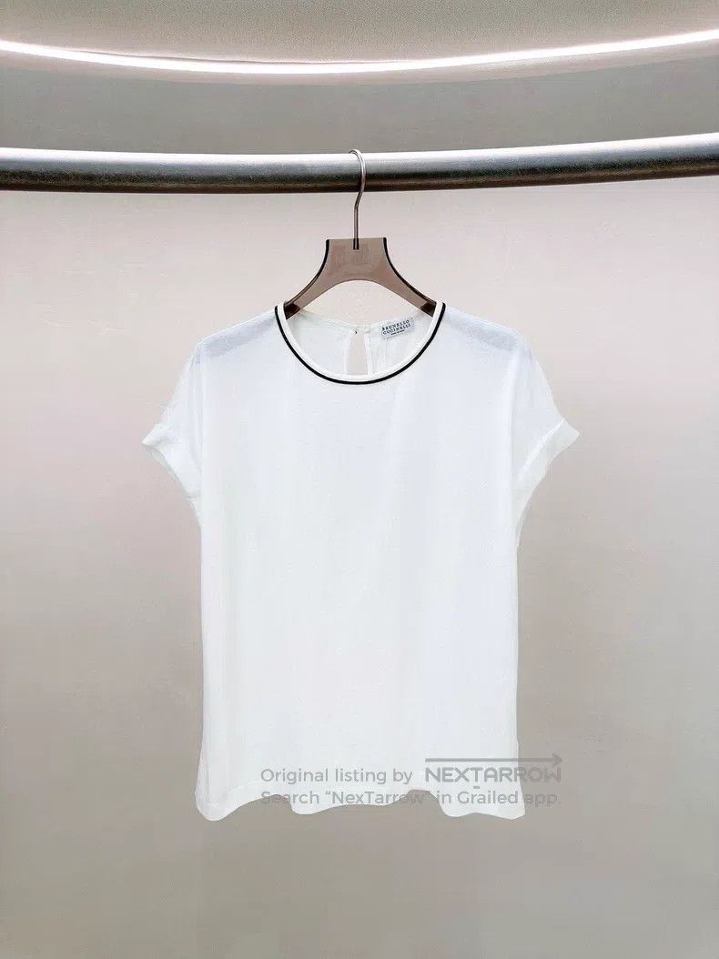 Brunello Cucinelli Brunello Cucinelli White Beaded T-Shirt Size S / US 4 / IT 40 - 1 Thumbnail