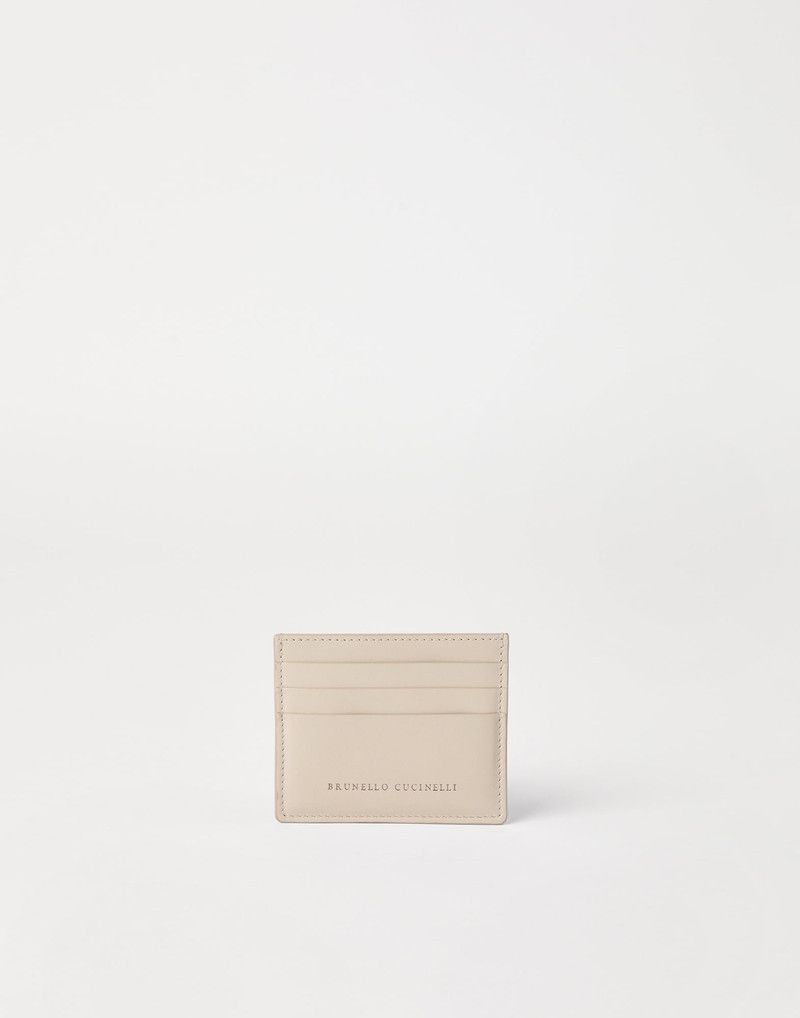 Brunello Cucinelli o1la1rc1a0326 Size: OS / Grained Calfskin Card Case in Beige Size ONE SIZE - 1 Thumbnail