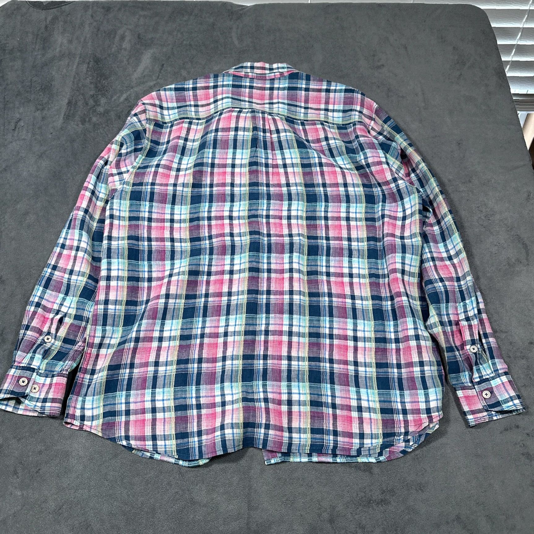 Tommy Bahama Tommy Bahama Linen Shirt Blue Pink Plaid Long Sleeve Adult XL Button-Up Mens Size US XL / EU 56 / 4 - 5 Thumbnail