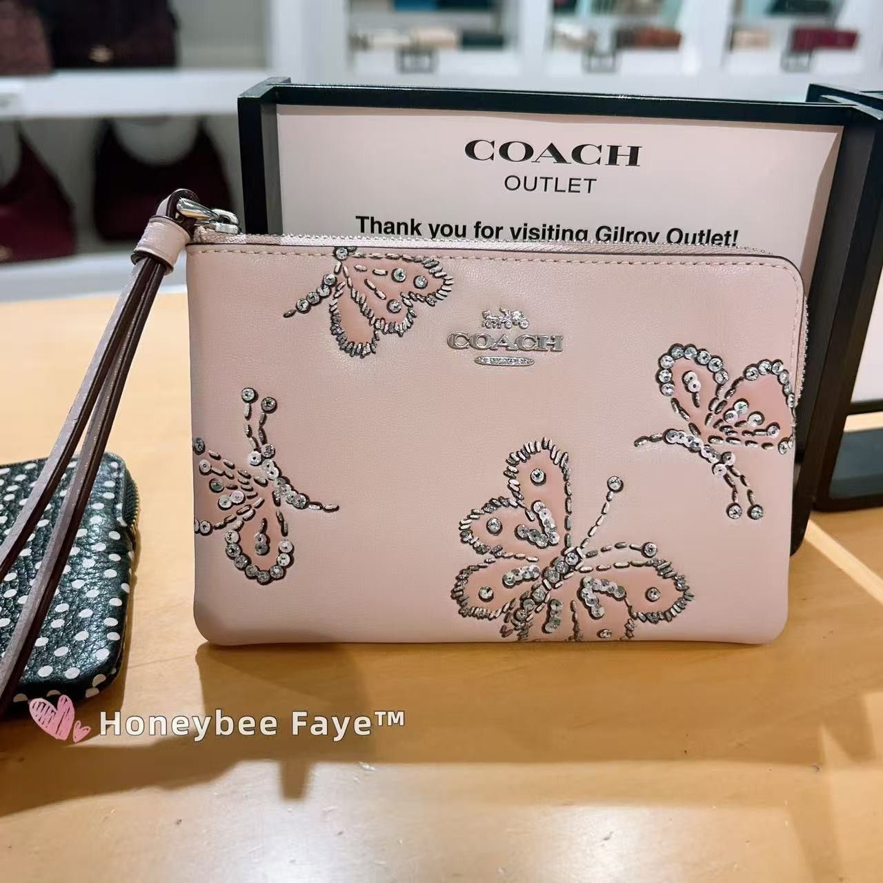 Coach Corner Zip Wristlet With Sparkly Butterfly Print CCJ72 Size ONE SIZE - 1 Thumbnail