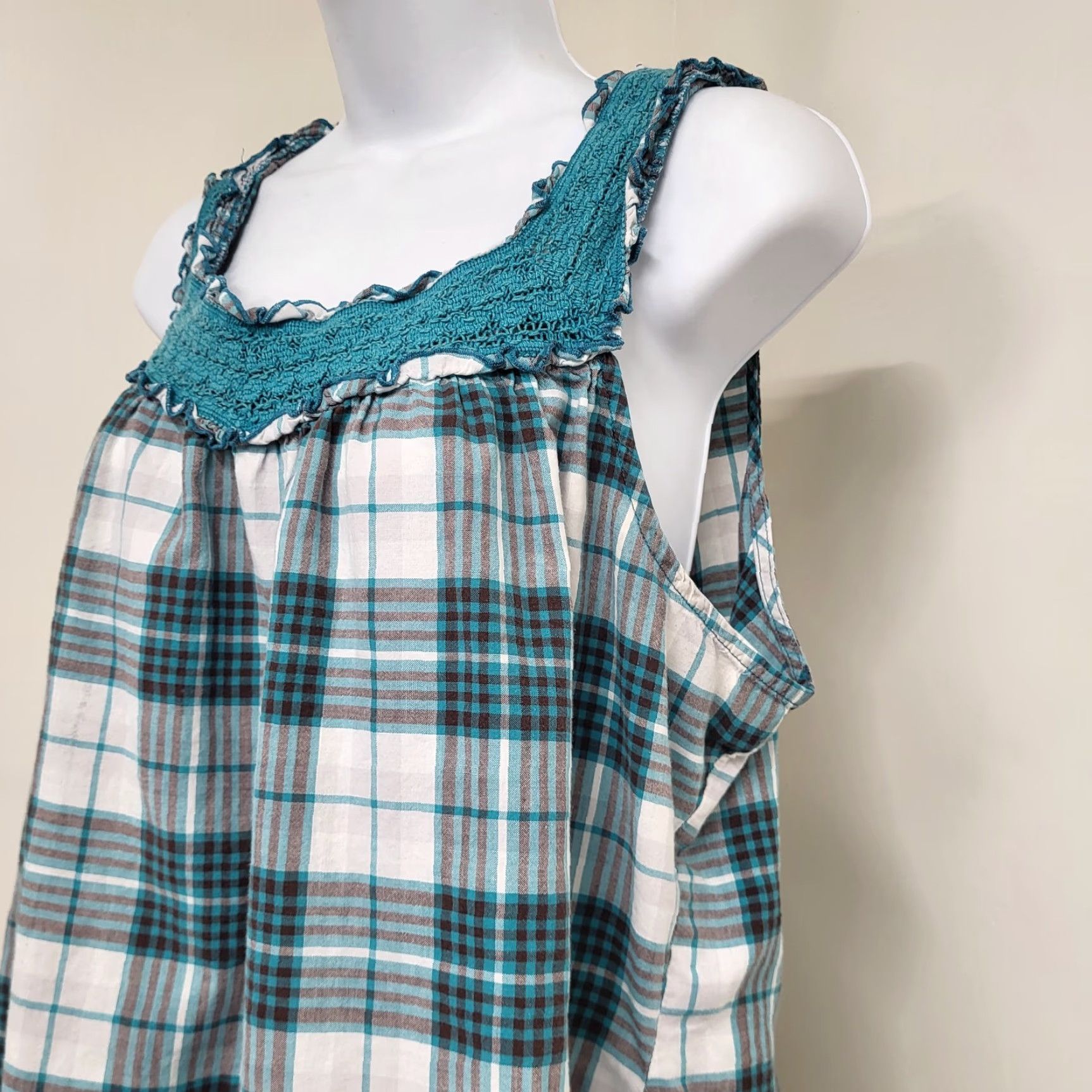 Vintage Cato Tank Top Women XL Sleeveless Plaid Scoop Neck Top Blue Spruce Plaid Top Size XL / US 12-14 / IT 48-50 - 3 Thumbnail