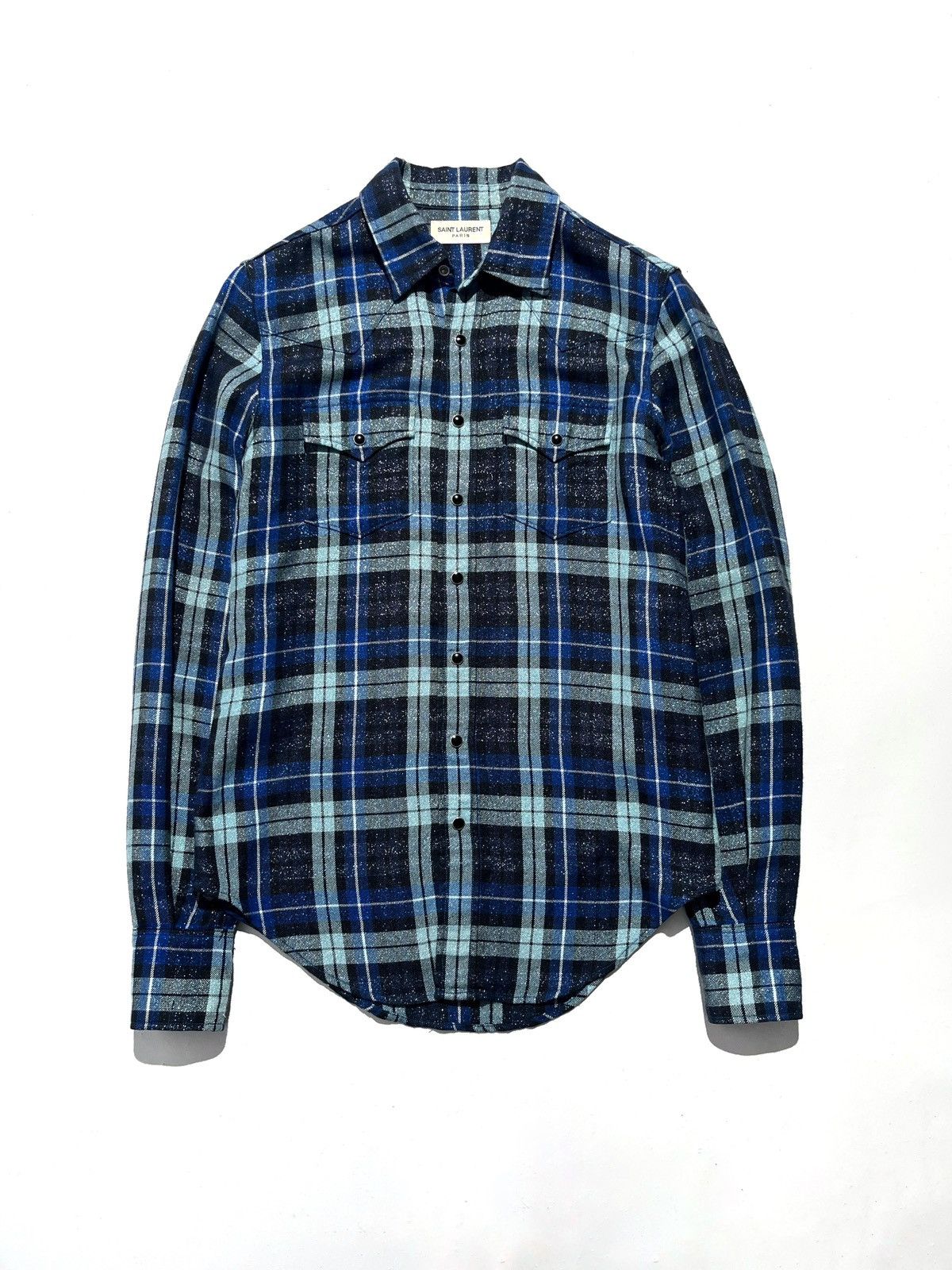 Saint Laurent Paris Saint Laurent Metallic Lurex Shine Western Flannel Shirt Size US S / EU 44-46 / 1 - 1 Thumbnail