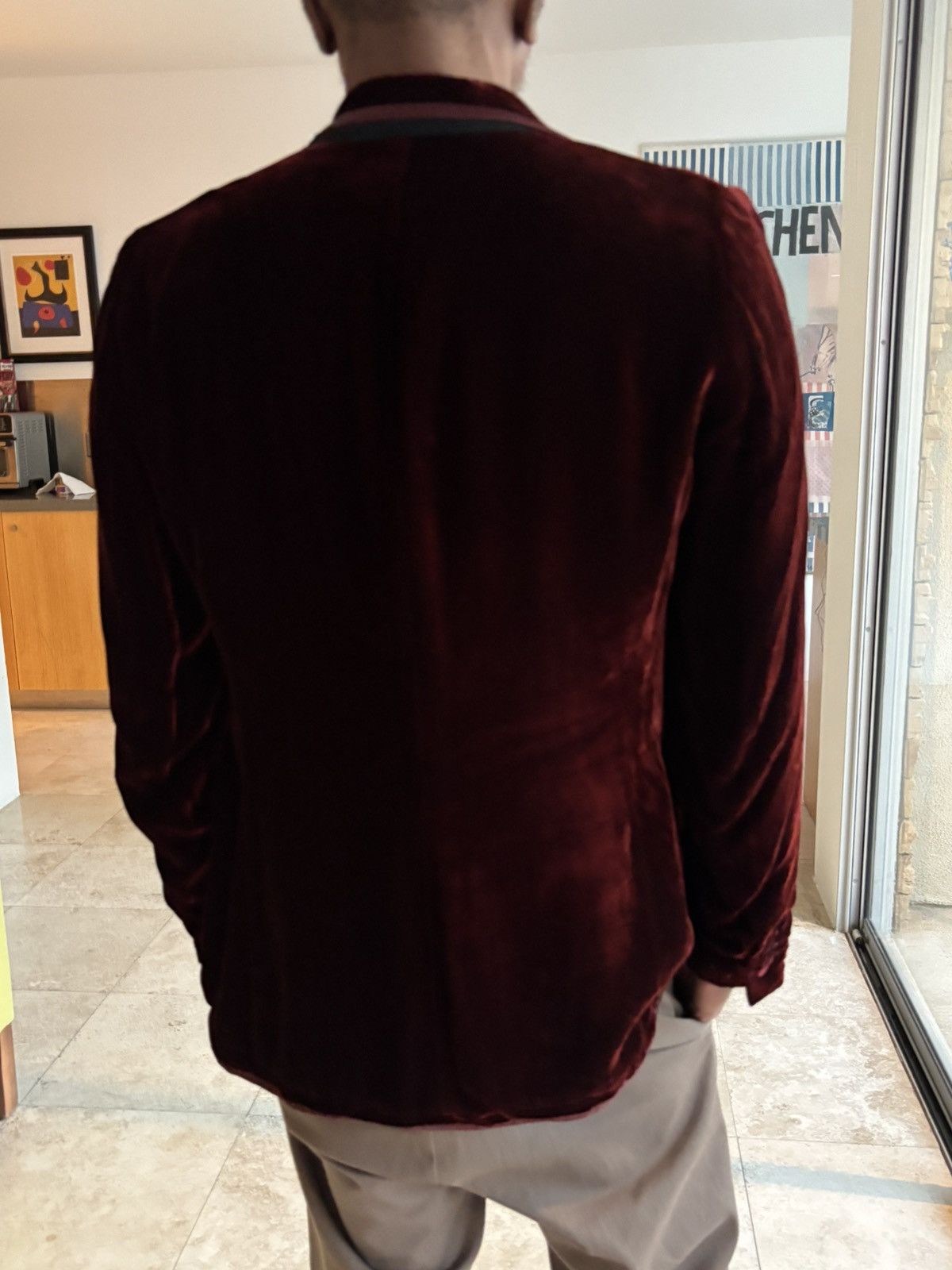 Dries Van Noten Red Velvet Blazer Size 52R - 2 Thumbnail