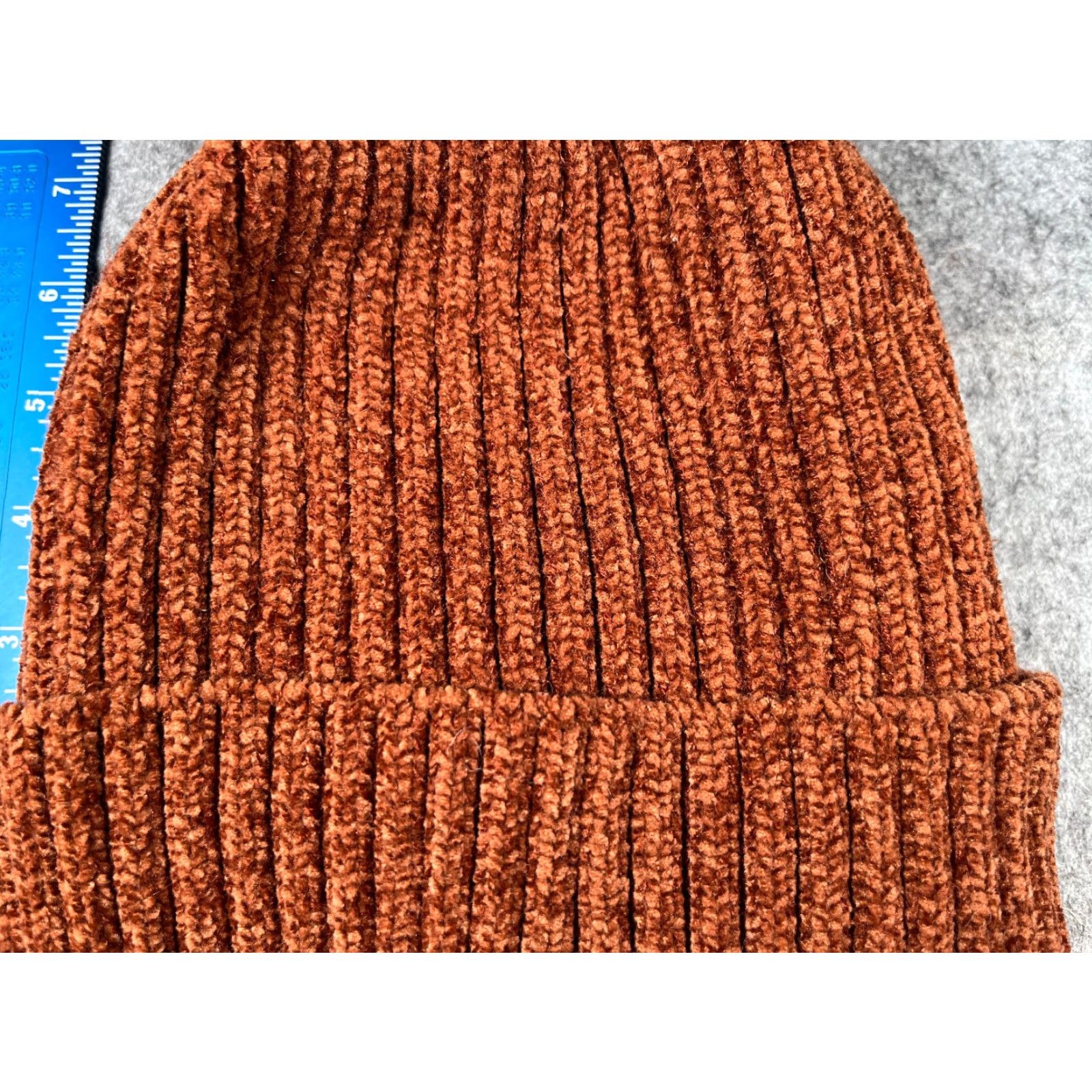 Vintage Beanie Toque Women One Size Orange Knit Acrylic Polyester Blend Lined Ski Pom Hat Womens Children: No Size ONE SIZE - 2 Thumbnail