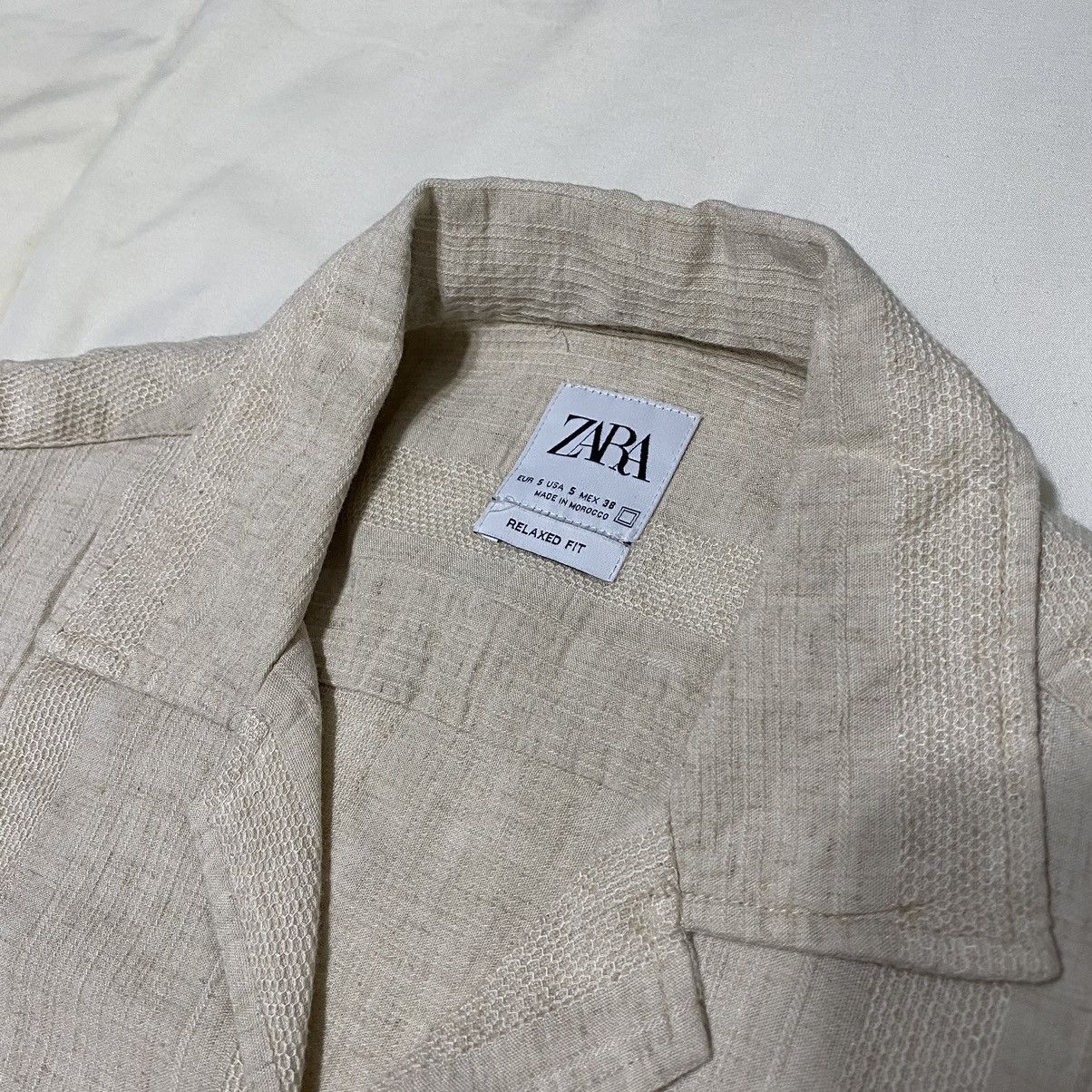 Zara White Viscose Linen Textured Shirt Size US S / EU 44-46 / 1 - 5 Thumbnail