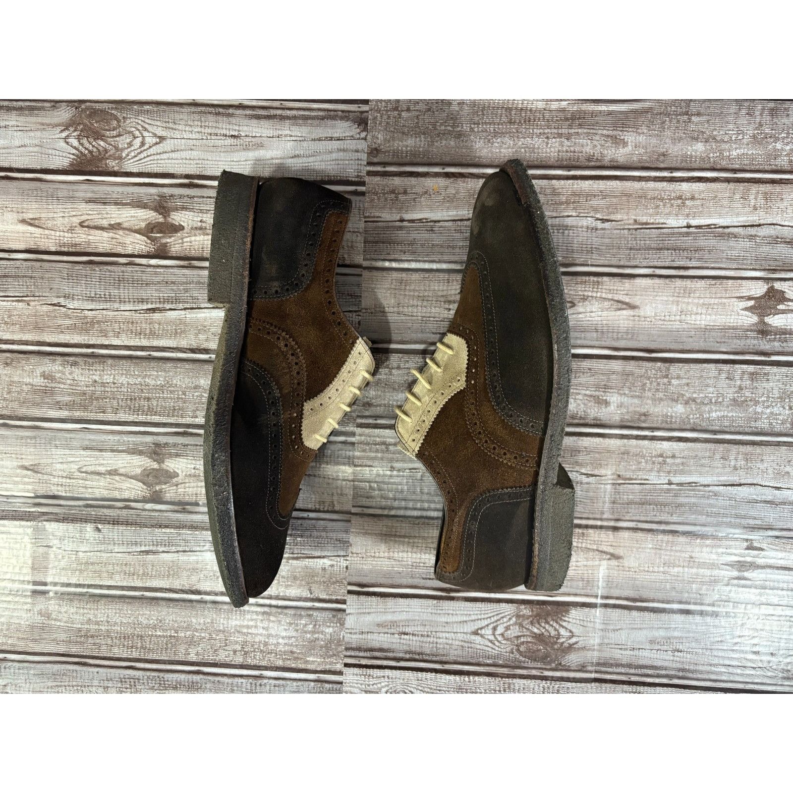 Brooks Brothers Peal Co X Brooks Brothers Suede Wingtip Oxford Shoes Sz 12 D Size US 12 / EU 45 - 6 Thumbnail