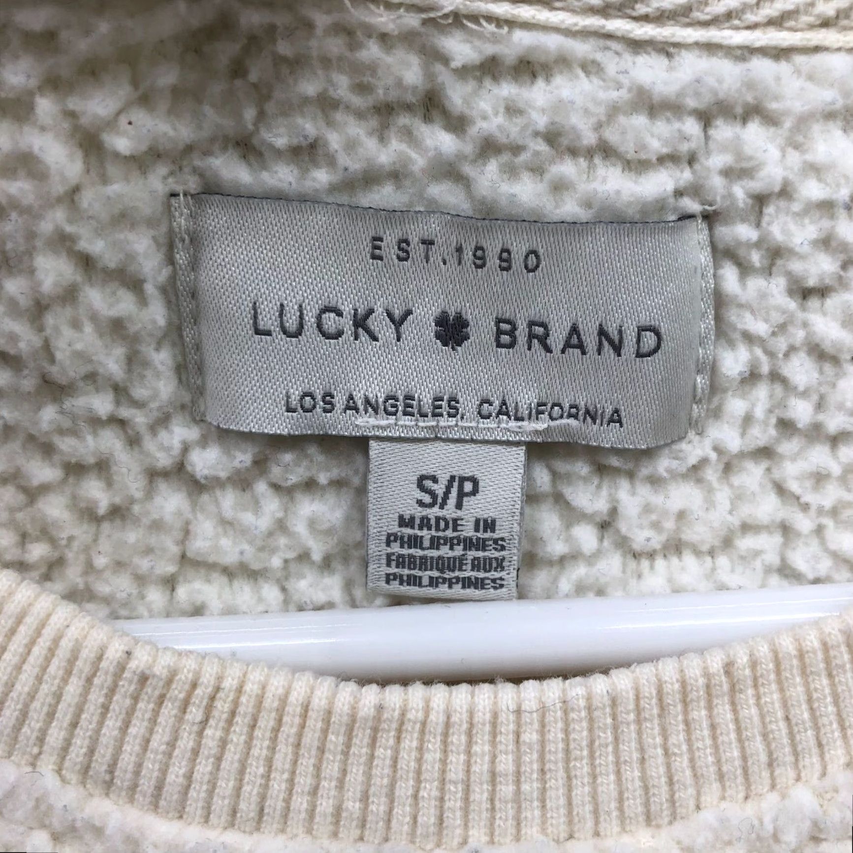Lucky Brand Lucky Brand Sherpa Sweater Womens S Ivory Crewneck Pullover Sweatshirt Soft Size S / US 4 / IT 40 - 3 Thumbnail
