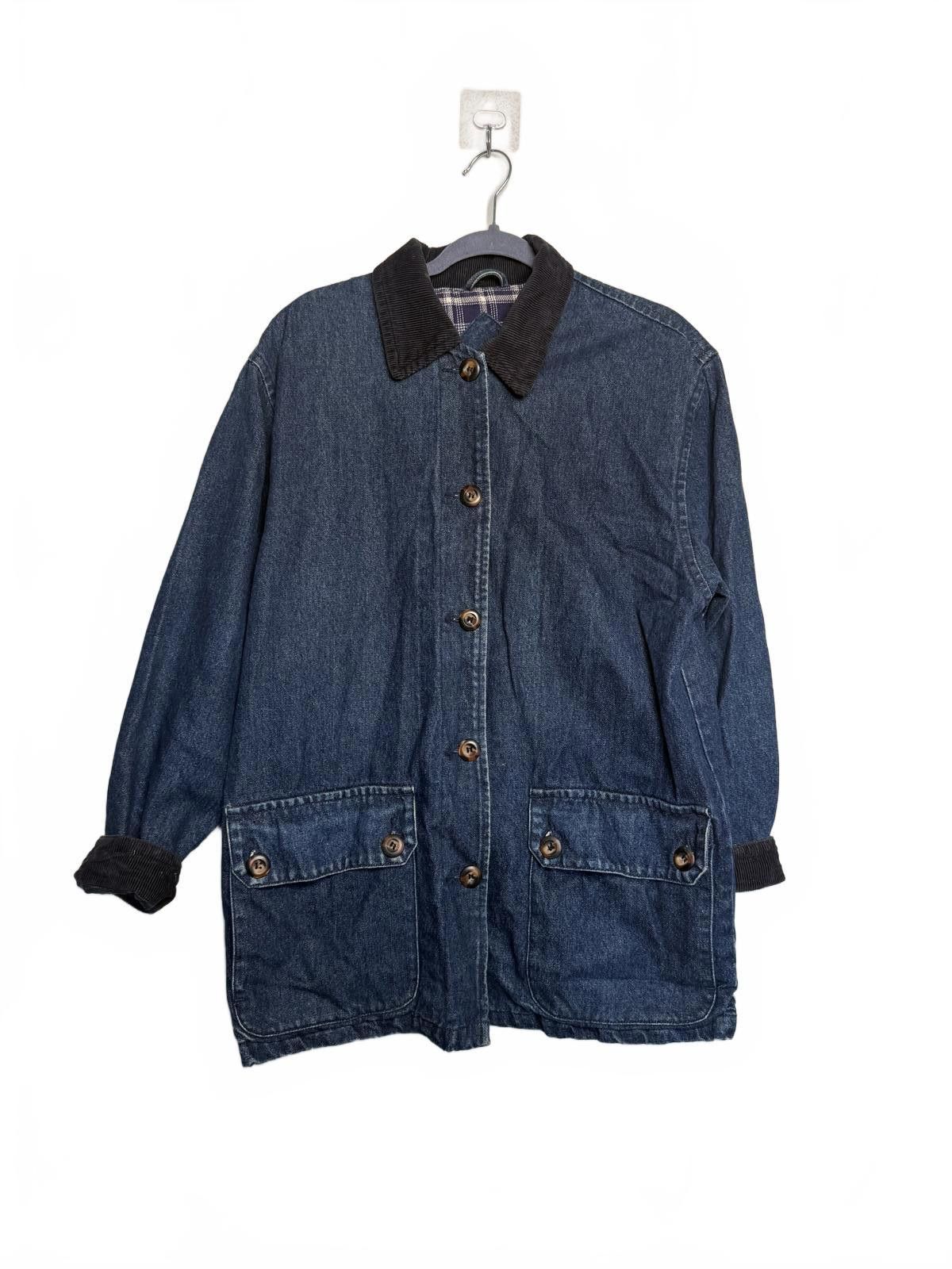 St. Johns Bay Denim Hunter Coat with Corduroy Collar and Plaid Lining Size S / US 4 / IT 40 - 1 Thumbnail