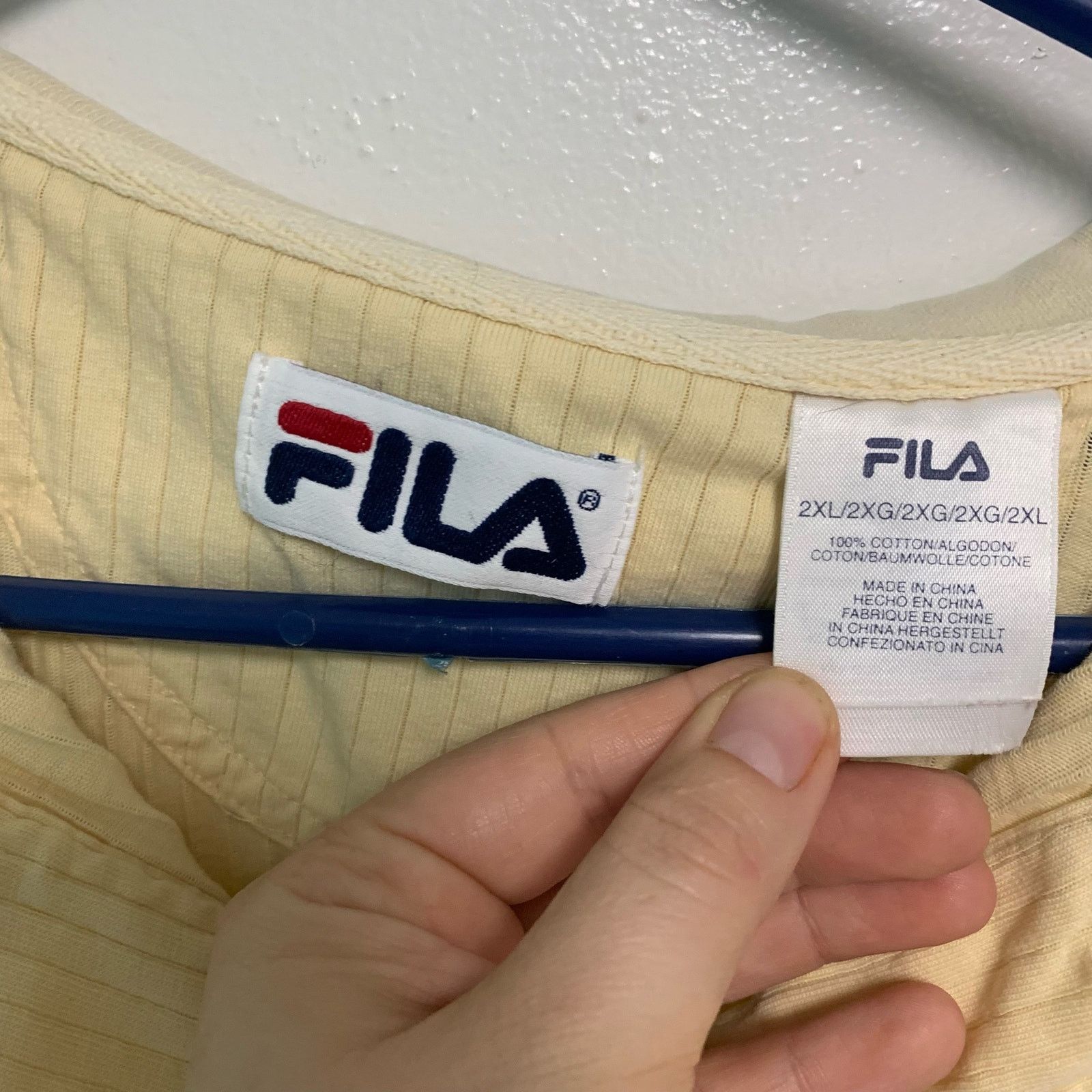 Fila FILA Vintage Y2K Men’s Yellow Ribbed Cotton Polo Shirt 2XL Size US XXL / EU 58 / 5 - 4 Thumbnail
